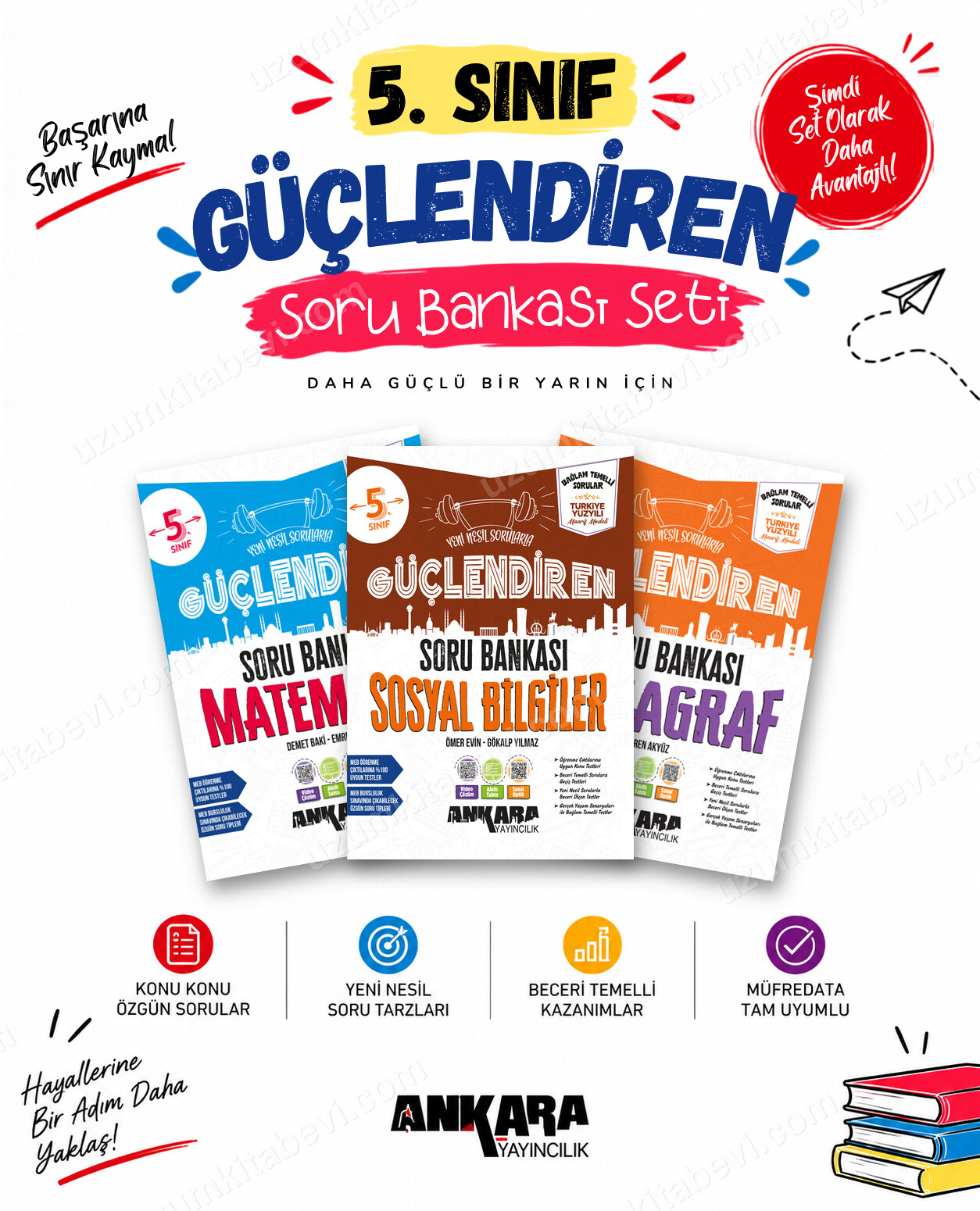 Ankara Yayıncılık 5. Sınıf Matematik-Sosyal Bilgiler-Paragraf Güçlendiren Soru Bankası Seti (3 Kitap) - Ankara Yayıncılık kitap kapağı