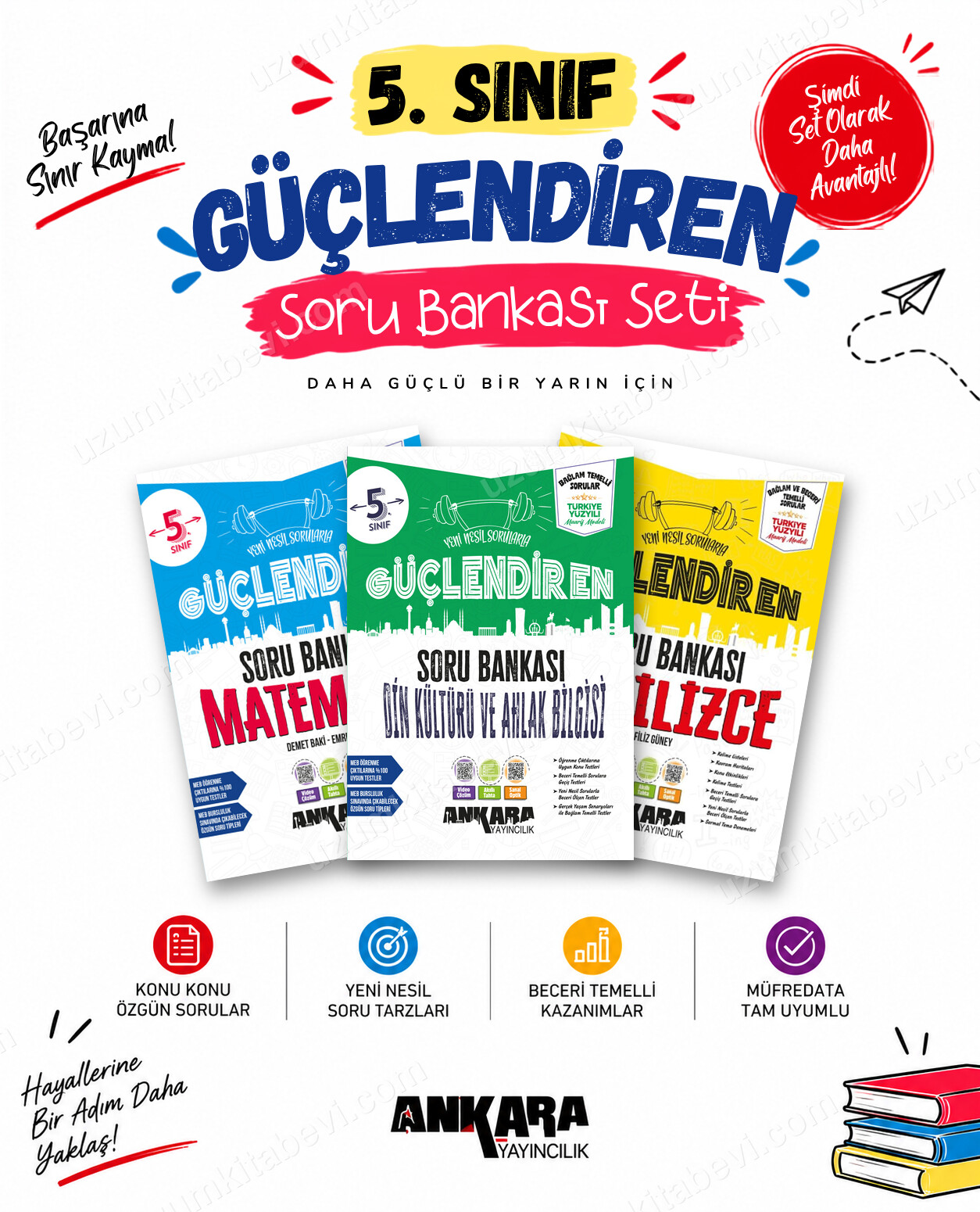 Ankara Yayıncılık 5. Sınıf Matematik-Din Kültürü-İngilizce Güçlendiren Soru Bankası Seti (3 Kitap) - Ankara Yayıncılık kitap kapağı