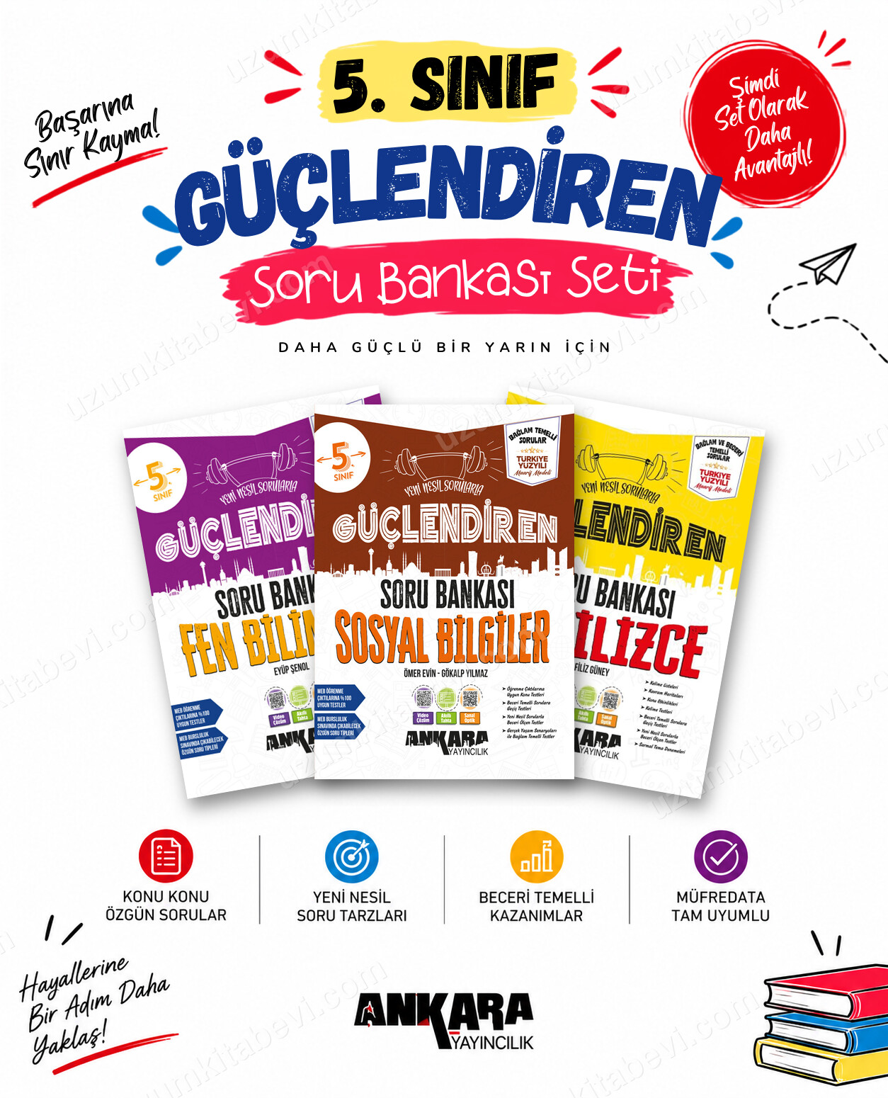 Ankara Yayıncılık 5. Sınıf Fen Bilimleri-Sosyal Bilgiler-İngilizce Güçlendiren Soru Bankası Seti (3 Kitap) - Ankara Yayıncılık kitap kapağı
