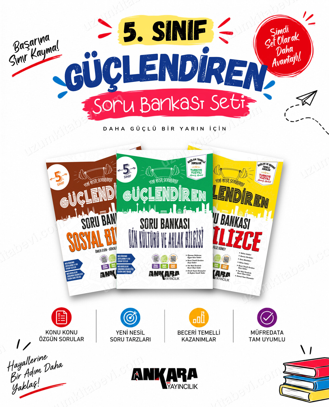 Ankara Yayıncılık 5. Sınıf Sosyal Bilgiler-Din Kültürü-İngilizce Güçlendiren Soru Bankası Seti (3 Kitap) - Ankara Yayıncılık kitap kapağı