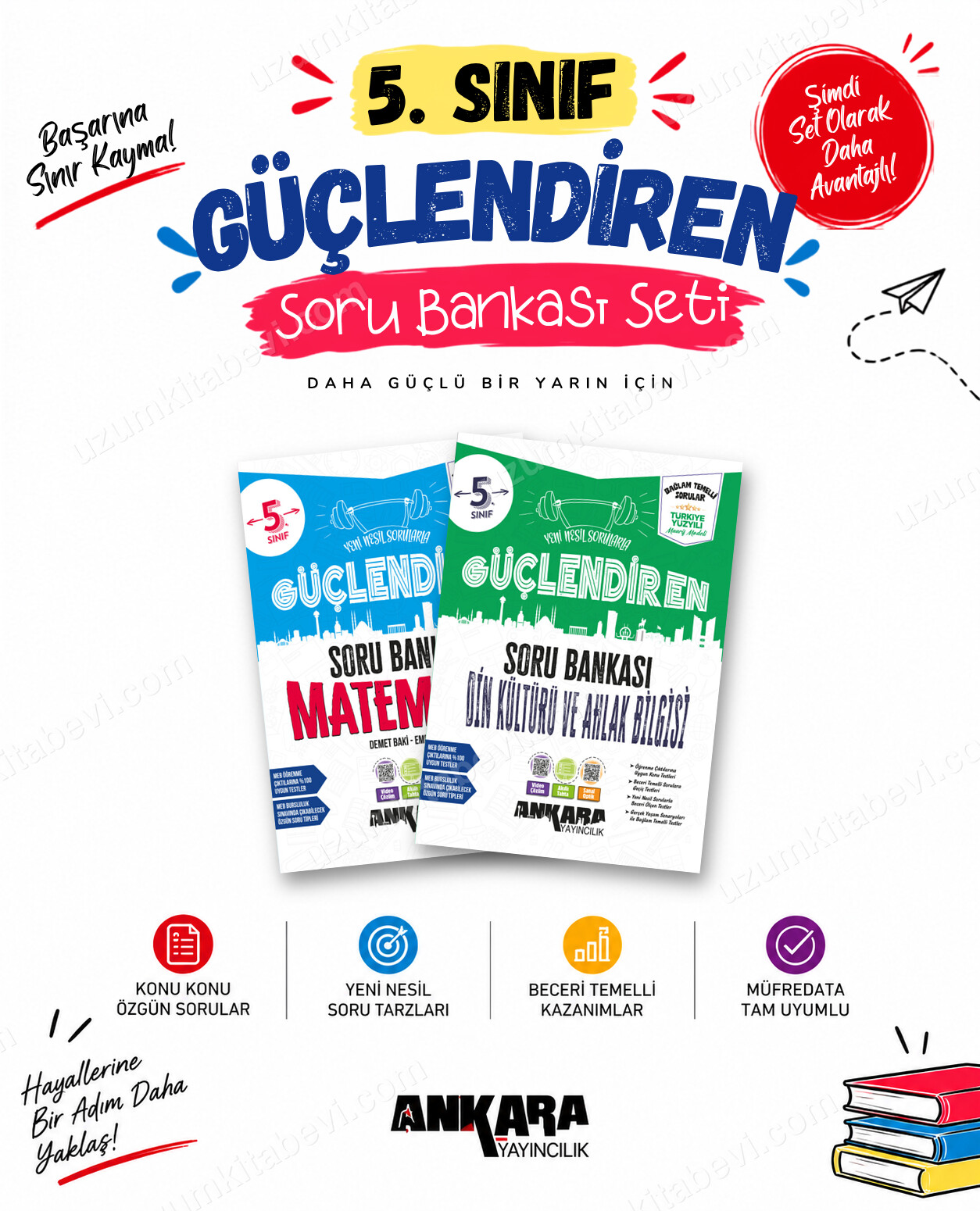 Ankara Yayıncılık 5. Sınıf Matematik-Din Kültürü Güçlendiren Soru Bankası Seti (2 Kitap) - Ankara Yayıncılık kitap kapağı