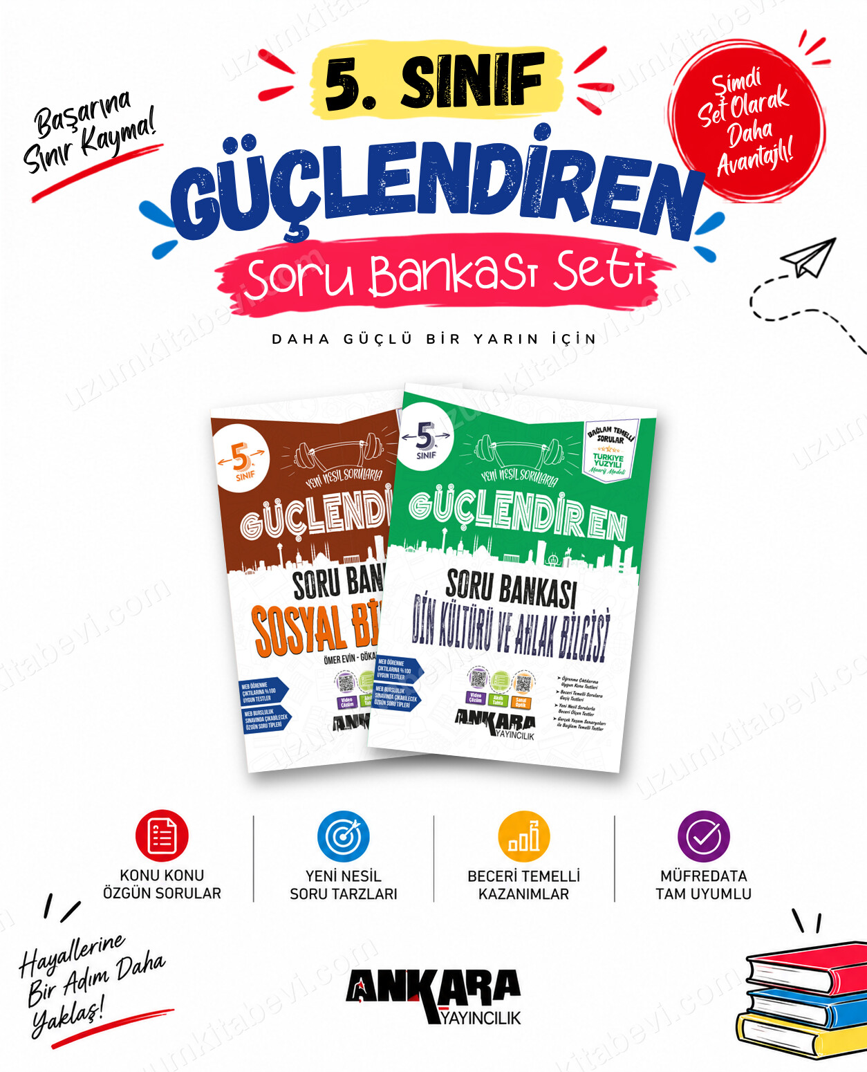 Ankara Yayıncılık 5. Sınıf Sosyal Bilgiler-Din Kültürü Güçlendiren Soru Bankası Seti (2 Kitap) - Ankara Yayıncılık kitap kapağı