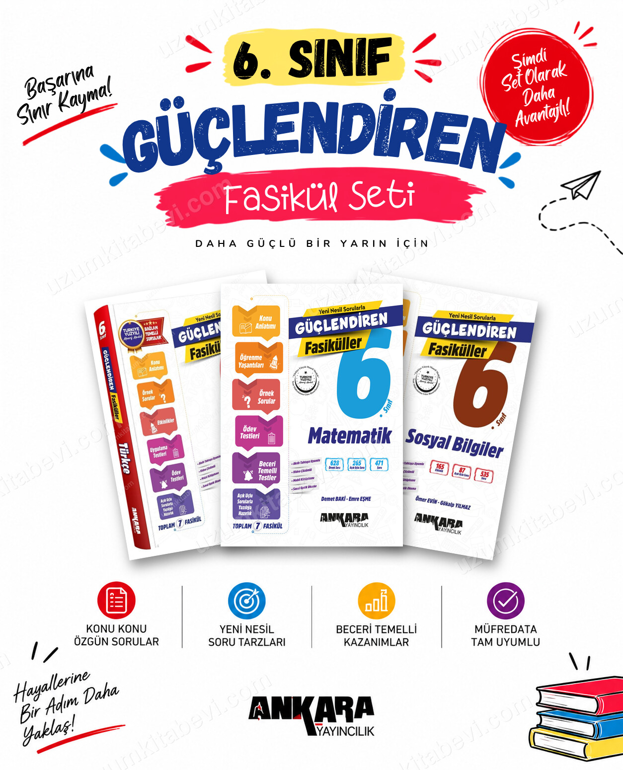 Ankara Yayıncılık 6. Sınıf Türkçe-Matematik-Sosyal Bilgiler Güçlendiren Fasikül Seti (3 Kitap) - Ankara Yayıncılık kitap kapağı