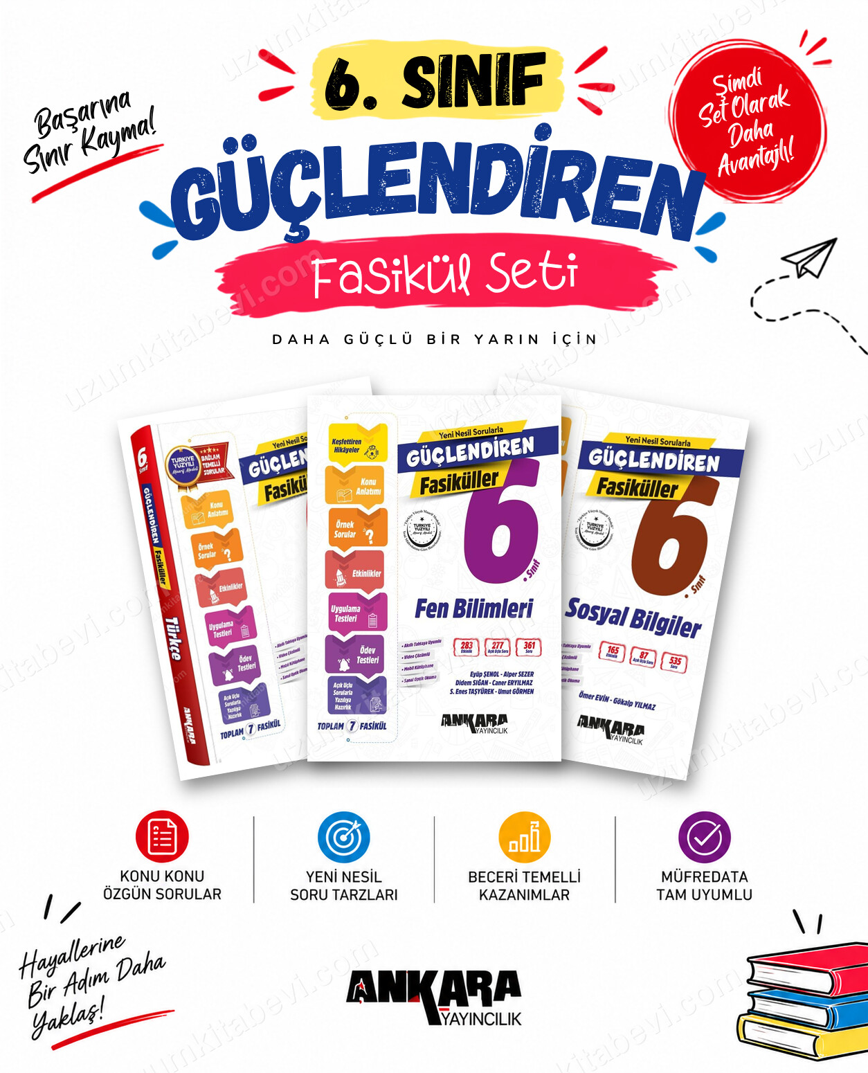 Ankara Yayıncılık 6. Sınıf Türkçe-Fen Bilimleri-Sosyal Bilgiler Güçlendiren Fasikül Seti (3 Kitap) - Ankara Yayıncılık kitap kapağı
