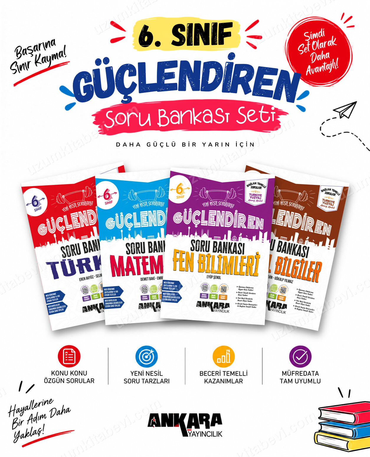 Ankara Yayıncılık 6. Sınıf Türkçe-Matematik-Fen Bilimleri-Sosyal Bilgiler Güçlendiren Soru Bankası Seti (4 Kitap) - Ankara Yayıncılık kitap kapağı