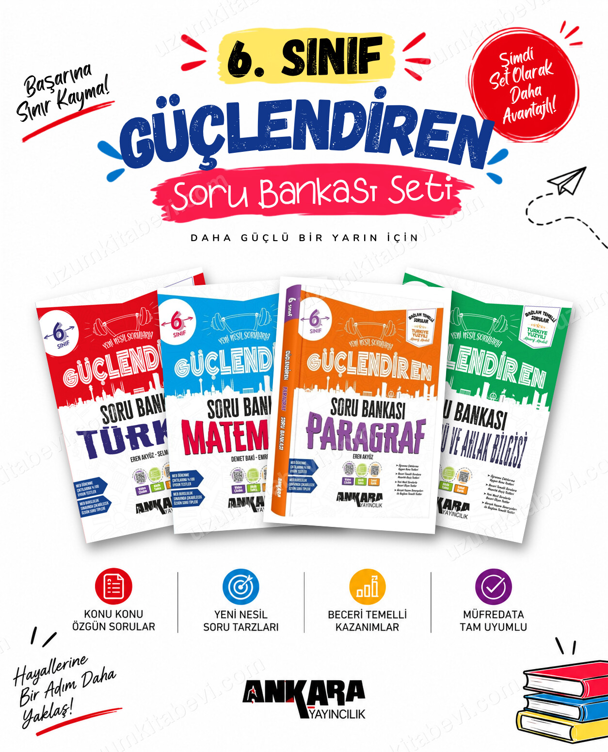 Ankara Yayıncılık 6. Sınıf Türkçe-Matematik-Paragraf-Din Kültürü Güçlendiren Soru Bankası Seti (4 Kitap) - Ankara Yayıncılık kitap kapağı