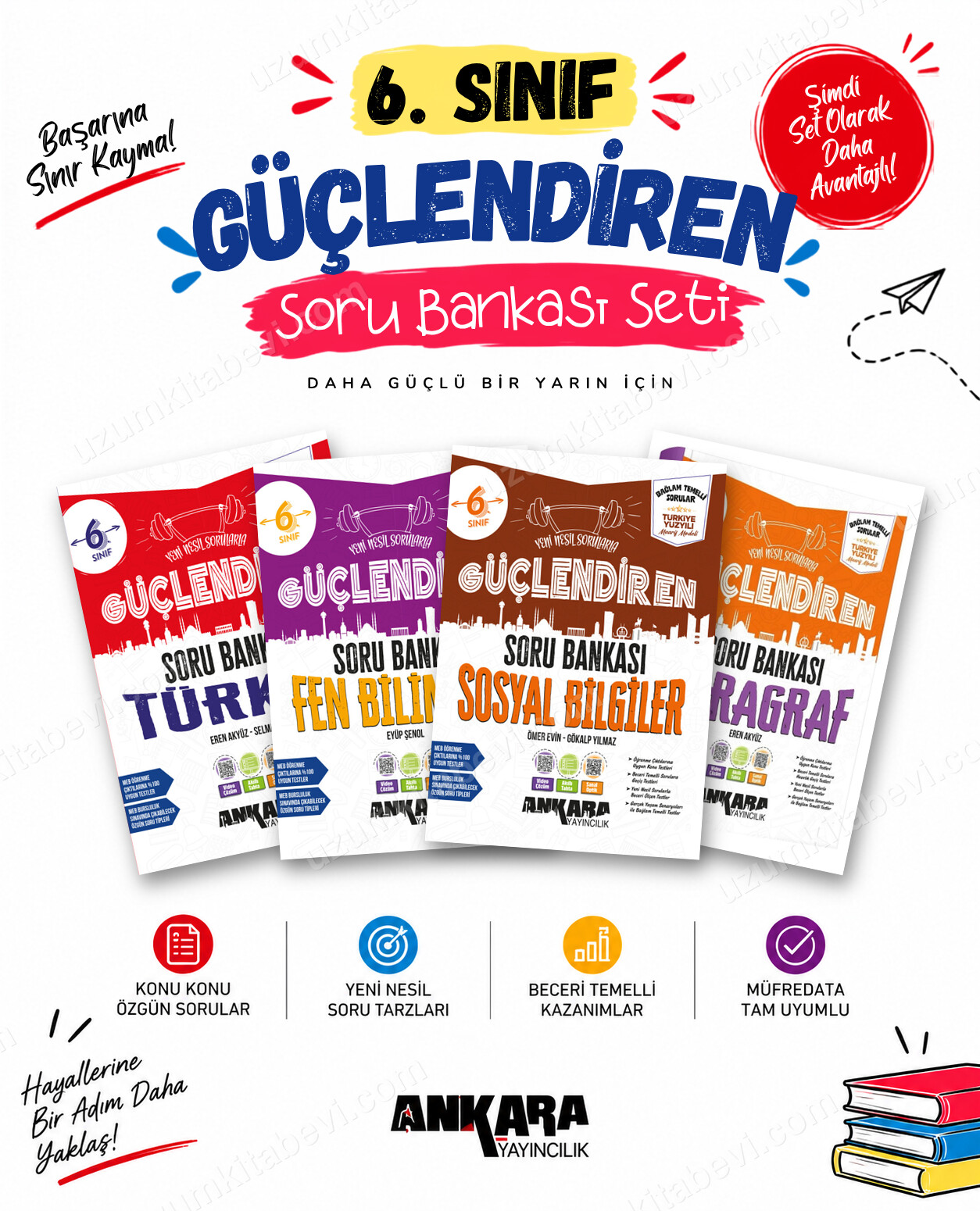 Ankara Yayıncılık 6. Sınıf Türkçe-Fen Bilimleri-Sosyal Bilgiler-Paragraf Güçlendiren Soru Bankası Seti (4 Kitap) - Ankara Yayıncılık kitap kapağı