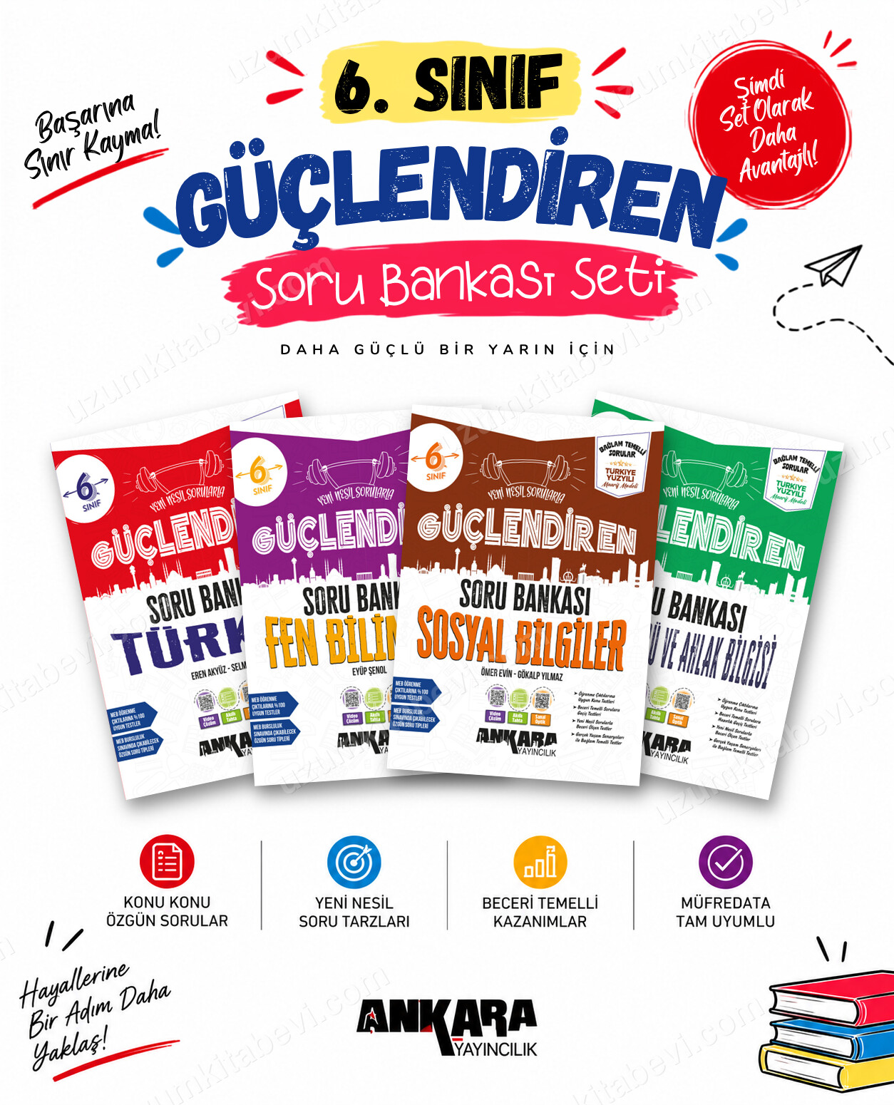 Ankara Yayıncılık 6. Sınıf Türkçe-Fen Bilimleri-Sosyal Bilgiler-Din Kültürü Güçlendiren Soru Bankası Seti (4 Kitap) - Ankara Yayıncılık kitap kapağı