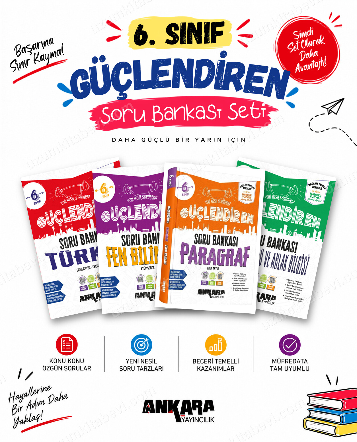 Ankara Yayıncılık 6. Sınıf Türkçe-Fen Bilimleri-Paragraf-Din Kültürü Güçlendiren Soru Bankası Seti (4 Kitap) - Ankara Yayıncılık kitap kapağı