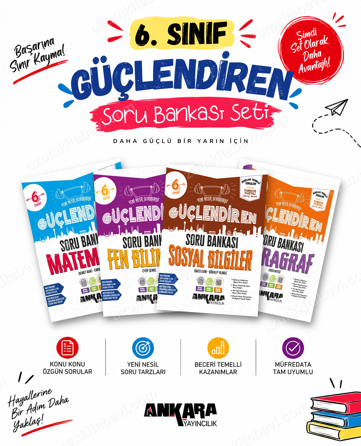 Ankara Yayıncılık 6. Sınıf Matematik-Fen Bilimleri-Sosyal Bilgiler-Paragraf Güçlendiren Soru Bankası Seti (4 Kitap) - Ankara Yayıncılık kitap kapağı
