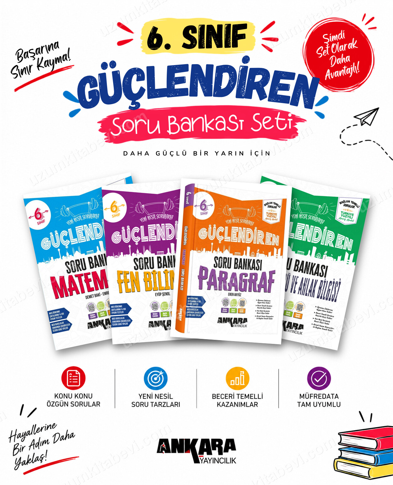 Ankara Yayıncılık 6. Sınıf Matematik-Fen Bilimleri-Paragraf-Din Kültürü Güçlendiren Soru Bankası Seti (4 Kitap) - Ankara Yayıncılık kitap kapağı