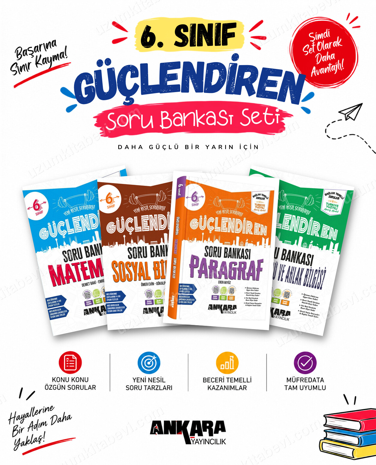 Ankara Yayıncılık 6. Sınıf Matematik-Sosyal Bilgiler-Paragraf-Din Kültürü Güçlendiren Soru Bankası Seti (4 Kitap) - Ankara Yayıncılık kitap kapağı