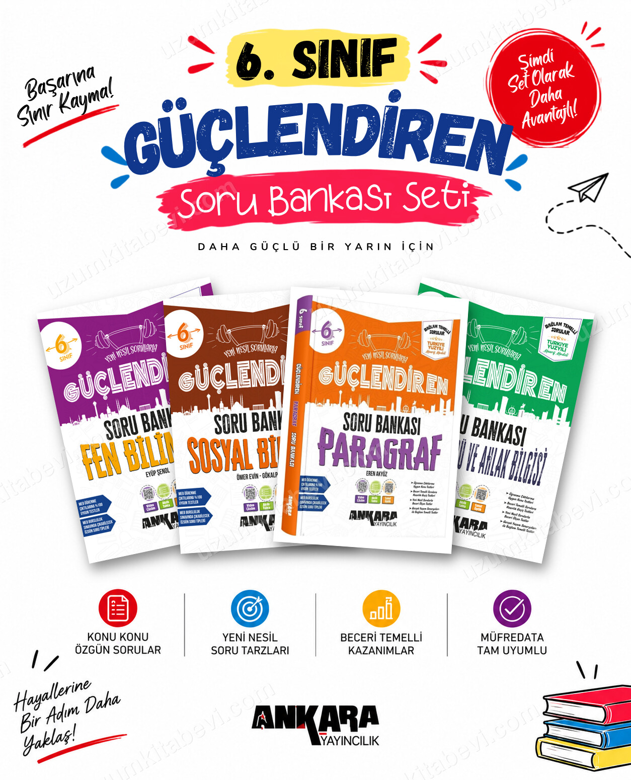 Ankara Yayıncılık 6. Sınıf Fen Bilimleri-Sosyal Bilgiler-Paragraf-Din Kültürü Güçlendiren Soru Bankası Seti (4 Kitap) - Ankara Yayıncılık kitap kapağı