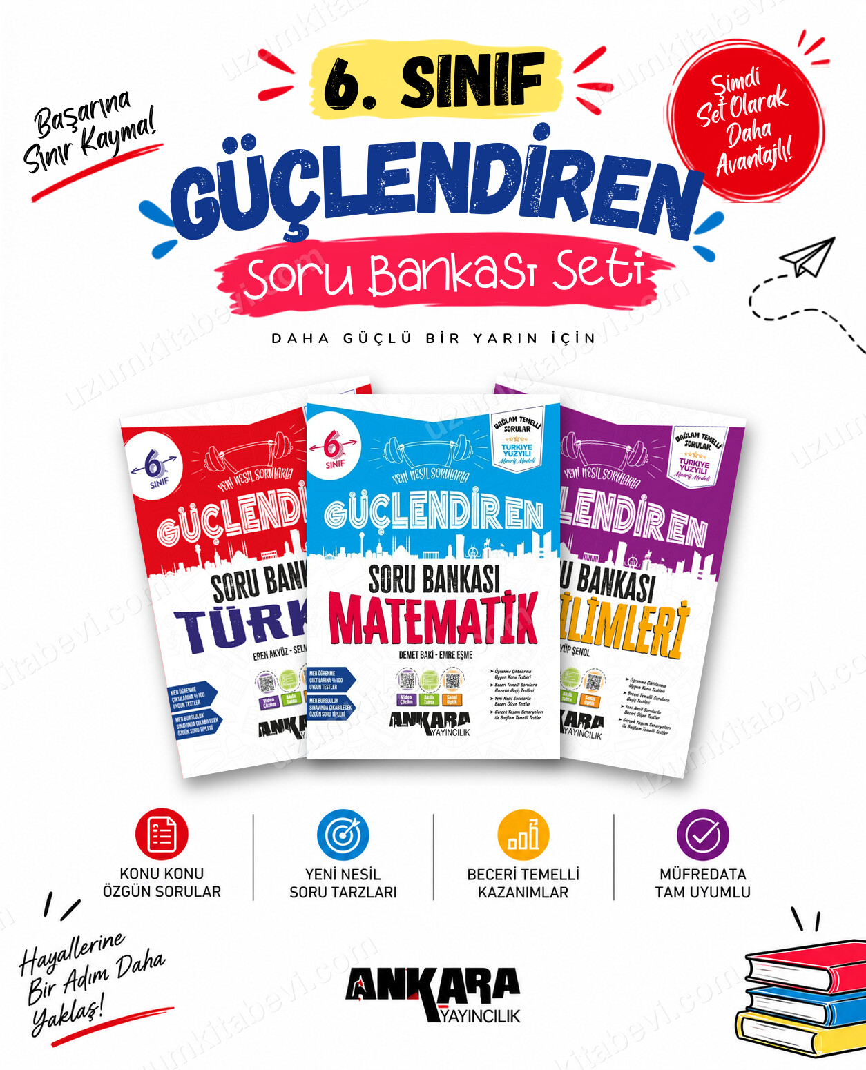 Ankara Yayıncılık 6. Sınıf Türkçe-Matematik-Fen Bilimleri Güçlendiren Soru Bankası Seti (3 Kitap) - Ankara Yayıncılık kitap kapağı