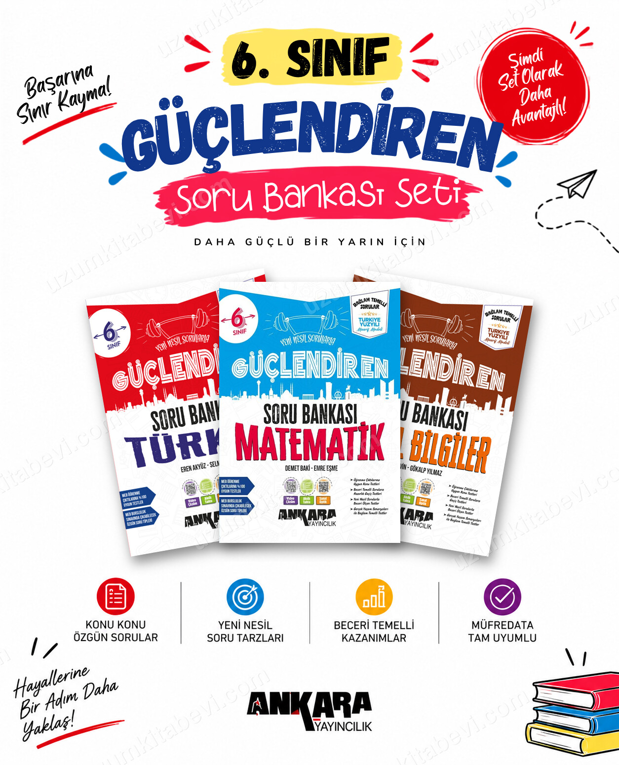 Ankara Yayıncılık 6. Sınıf Türkçe-Matematik-Sosyal Bilgiler Güçlendiren Soru Bankası Seti (3 Kitap) - Ankara Yayıncılık kitap kapağı