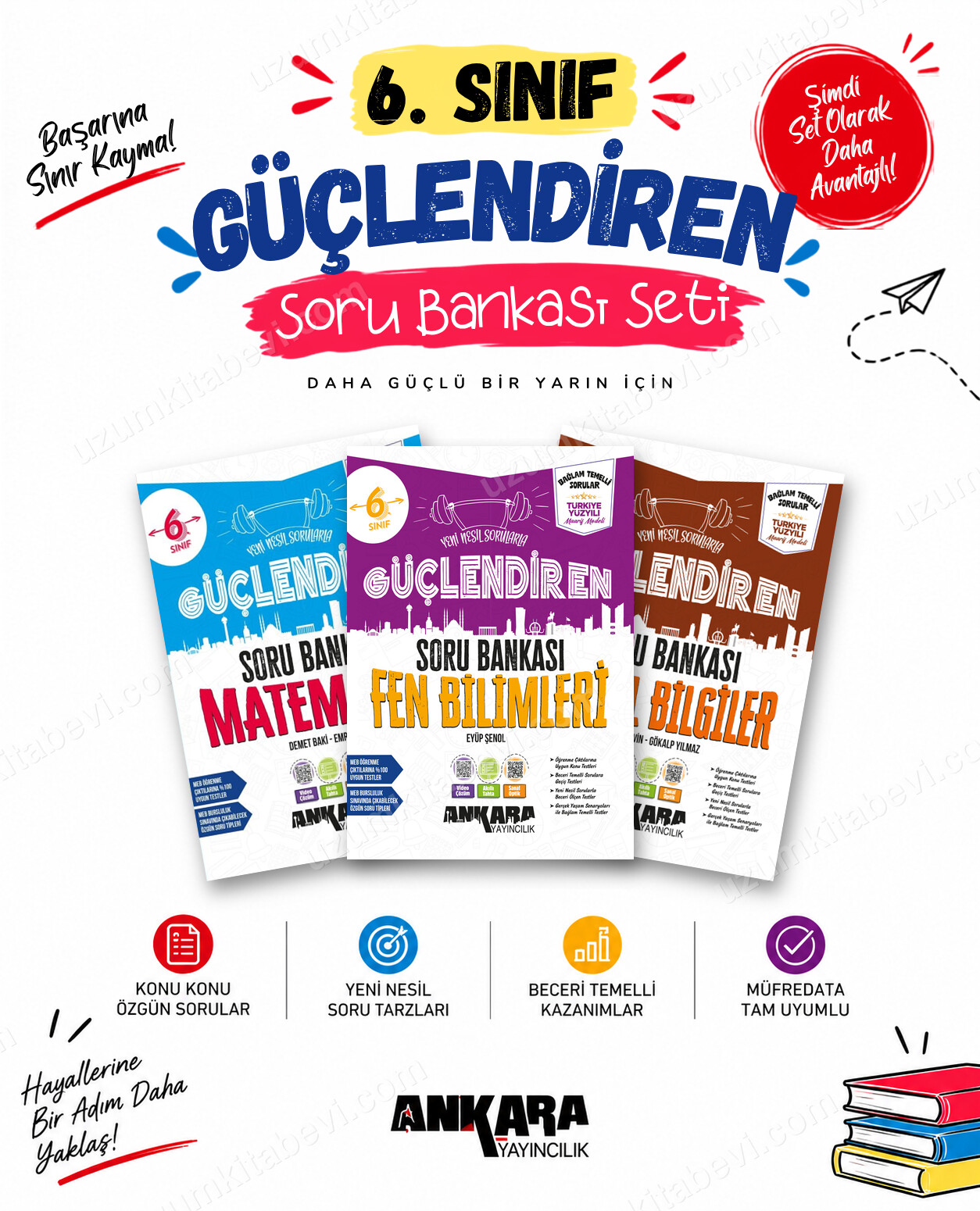 Ankara Yayıncılık 6. Sınıf Matematik-Fen Bilimleri-Sosyal Bilgiler Güçlendiren Soru Bankası Seti (3 Kitap) - Ankara Yayıncılık kitap kapağı