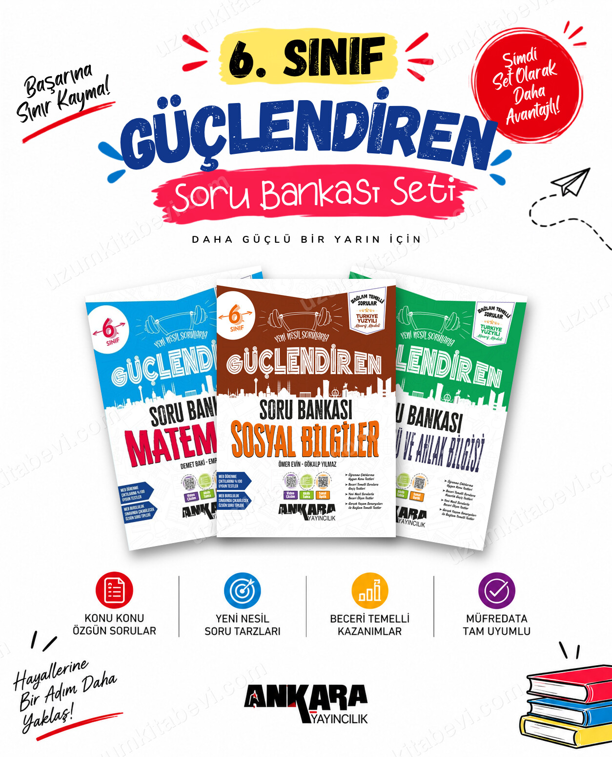Ankara Yayıncılık 6. Sınıf Matematik-Sosyal Bilgiler-Din Kültürü Güçlendiren Soru Bankası Seti (3 Kitap) - Ankara Yayıncılık kitap kapağı