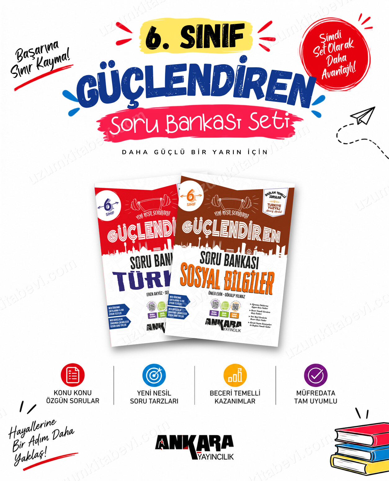 Ankara Yayıncılık 6. Sınıf Türkçe-Sosyal Bilgiler Güçlendiren Soru Bankası Seti (2 Kitap) - Ankara Yayıncılık kitap kapağı