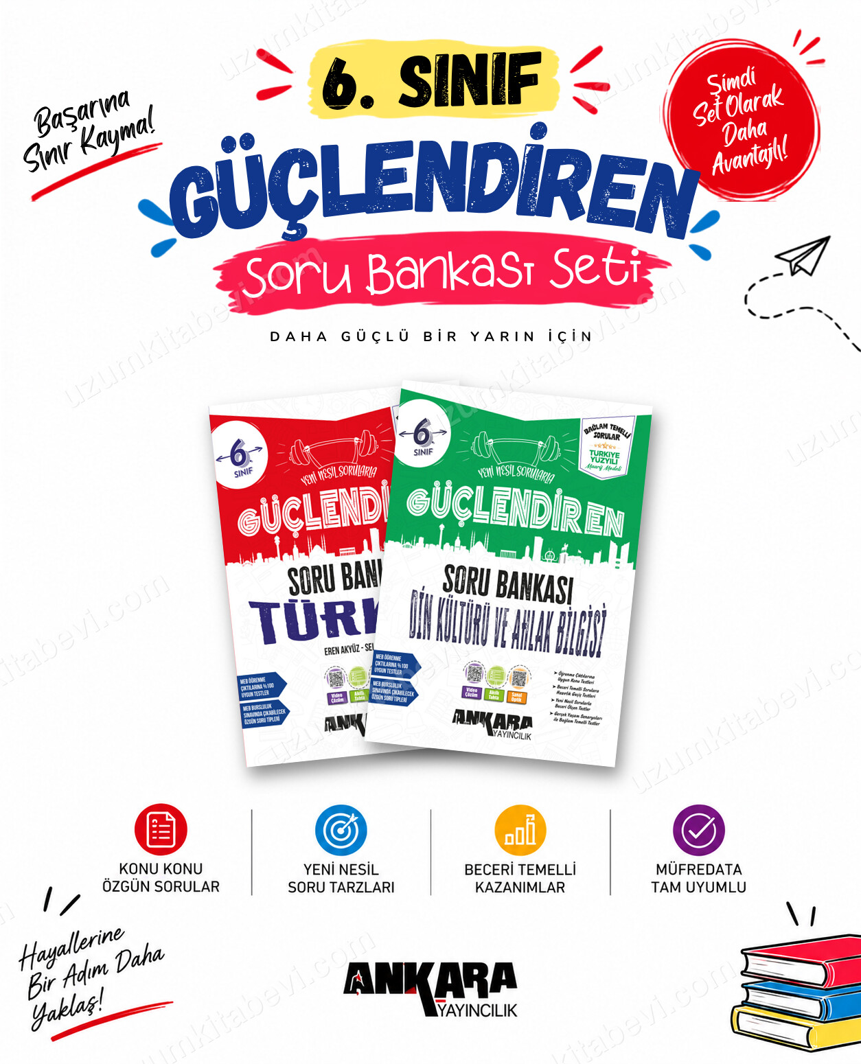 Ankara Yayıncılık 6. Sınıf Türkçe-Din Kültürü Güçlendiren Soru Bankası Seti (2 Kitap) - Ankara Yayıncılık kitap kapağı