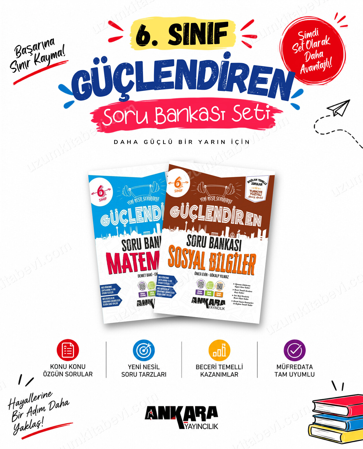 Ankara Yayıncılık 6. Sınıf Matematik-Sosyal Bilgiler Güçlendiren Soru Bankası Seti (2 Kitap) - Ankara Yayıncılık kitap kapağı