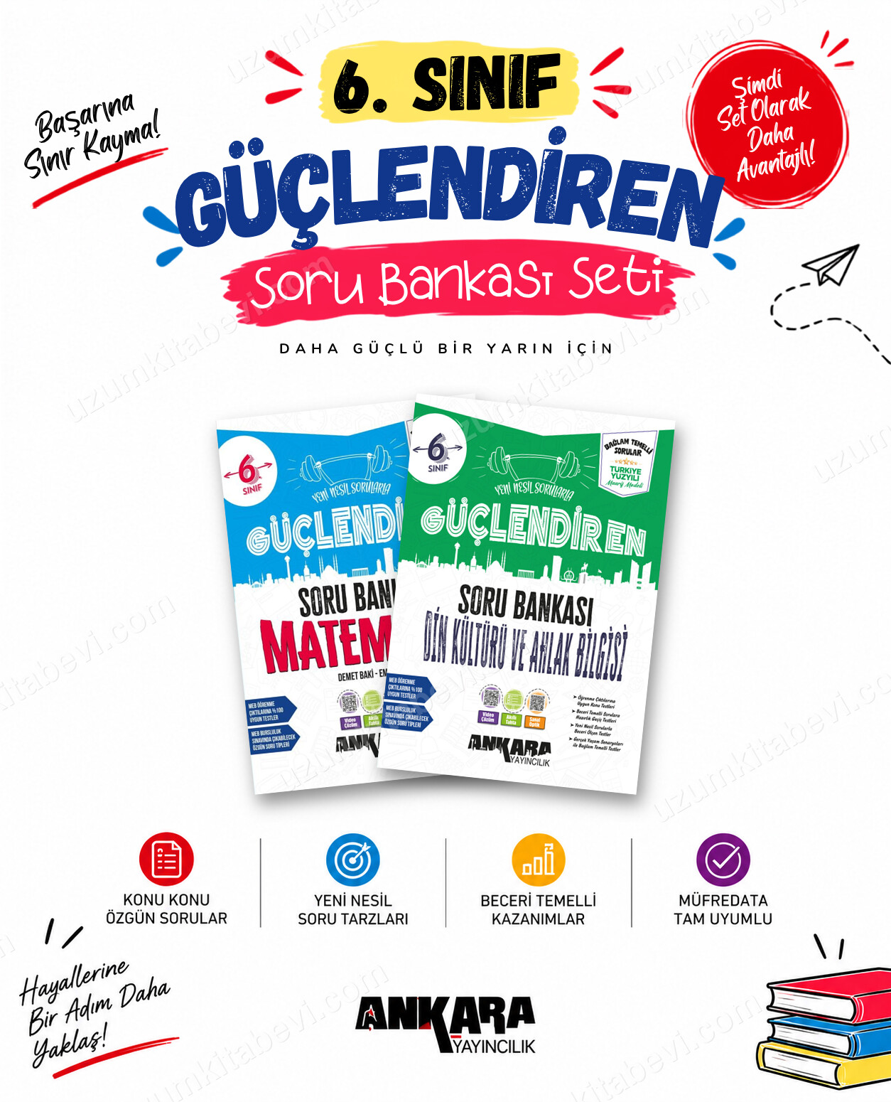 Ankara Yayıncılık 6. Sınıf Matematik-Din Kültürü Güçlendiren Soru Bankası Seti (2 Kitap) - Ankara Yayıncılık kitap kapağı