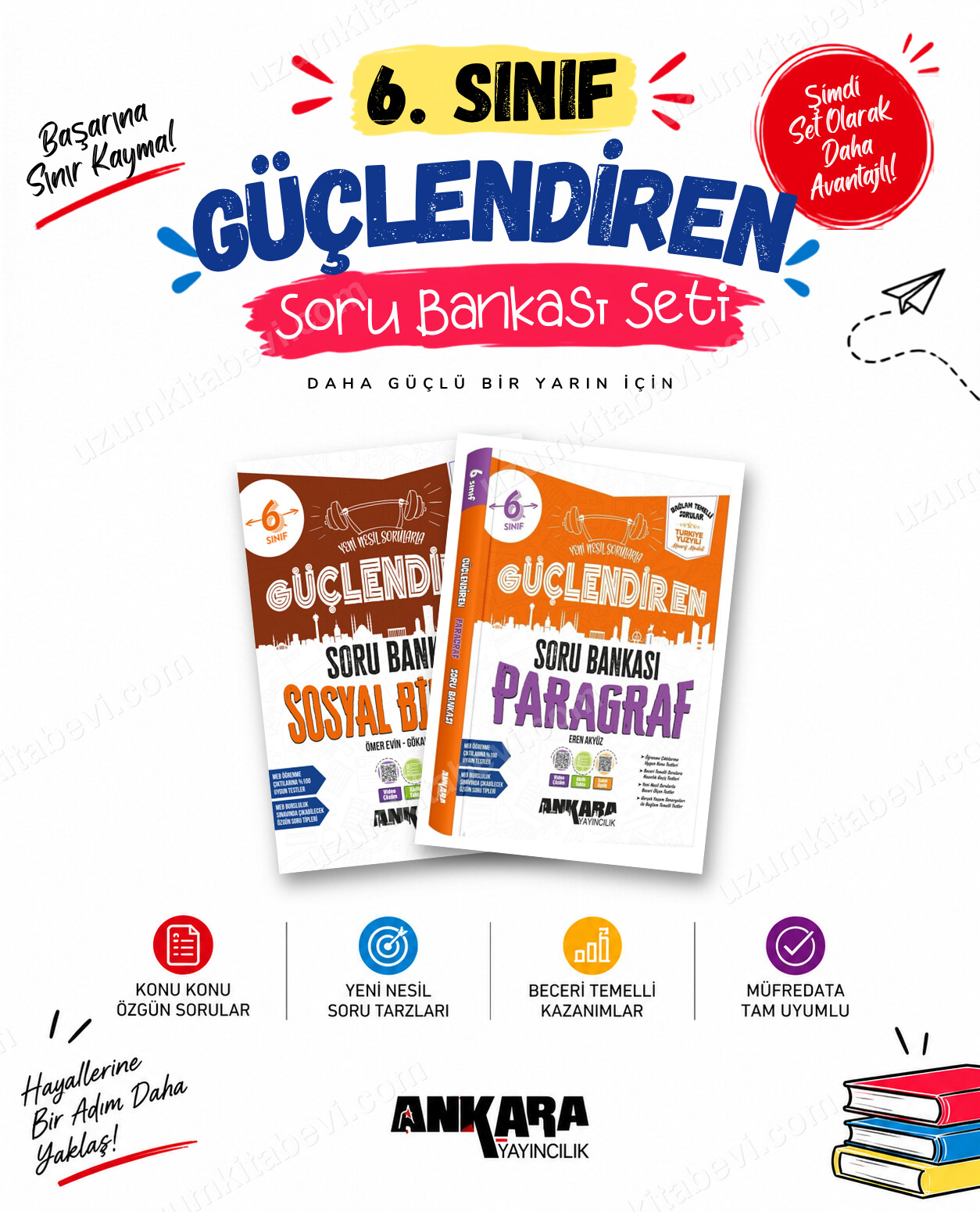 Ankara Yayıncılık 6. Sınıf Sosyal Bilgiler-Paragraf Güçlendiren Soru Bankası Seti (2 Kitap) - Ankara Yayıncılık kitap kapağı