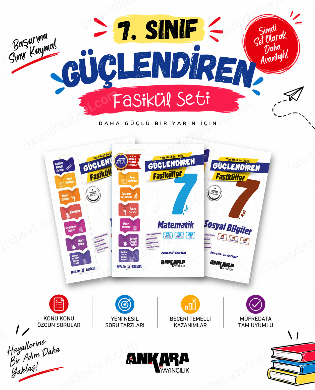 Ankara Yayıncılık 7. Sınıf Türkçe-Matematik-Sosyal Bilgiler Güçlendiren Fasikül Seti (3 Kitap) - Ankara Yayıncılık kitap kapağı