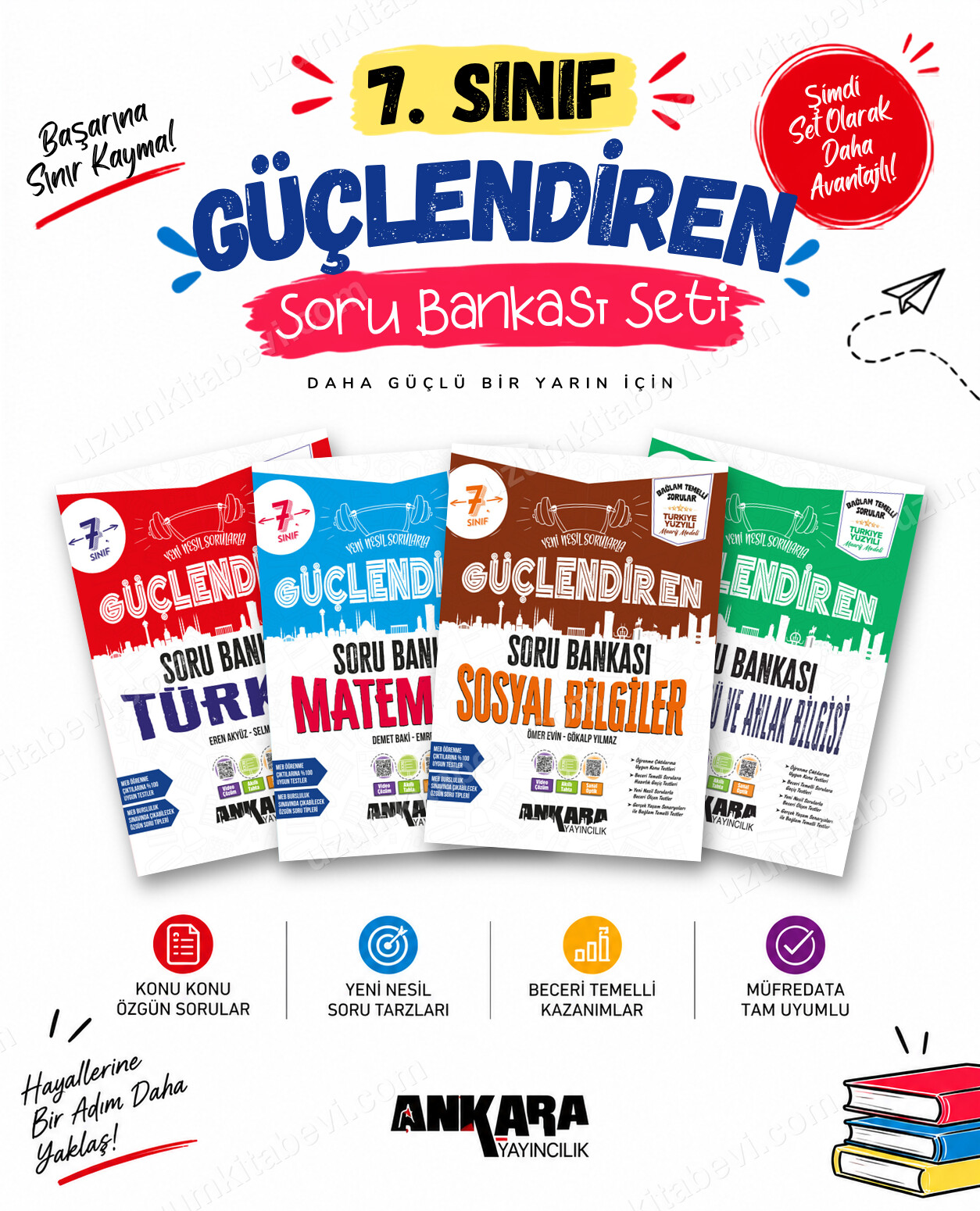 Ankara Yayıncılık 7. Sınıf Türkçe-Matematik-Sosyal Bilgiler-Din Kültürü Güçlendiren Soru Bankası Seti (4 Kitap) - Ankara Yayıncılık kitap kapağı