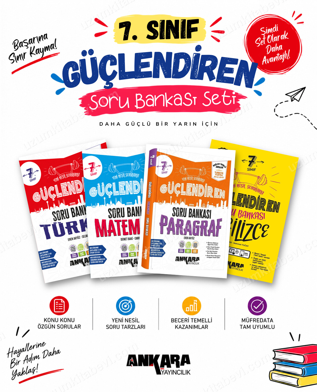 Ankara Yayıncılık 7. Sınıf Türkçe-Matematik-Paragraf-İngilizce Güçlendiren Soru Bankası Seti (4 Kitap) - Ankara Yayıncılık kitap kapağı