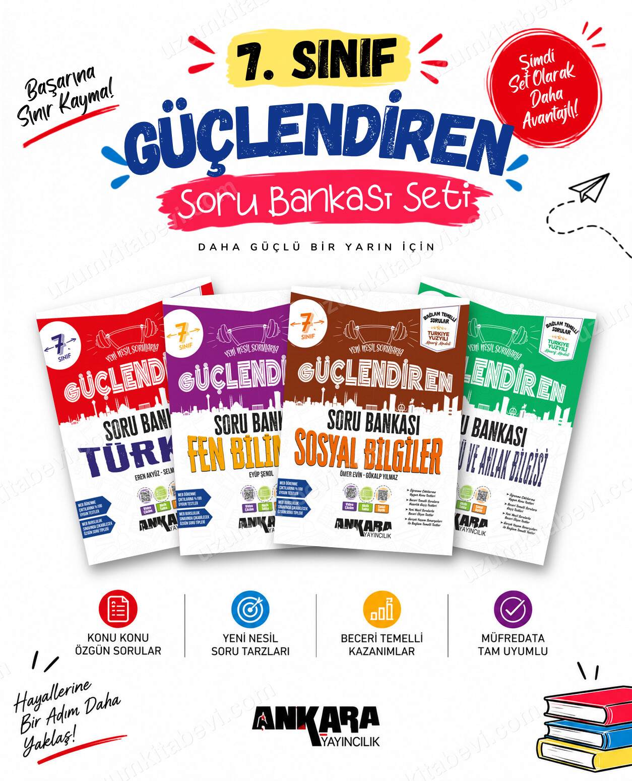 Ankara Yayıncılık 7. Sınıf Türkçe-Fen Bilimleri-Sosyal Bilgiler-Din Kültürü Güçlendiren Soru Bankası Seti (4 Kitap) - Ankara Yayıncılık kitap kapağı