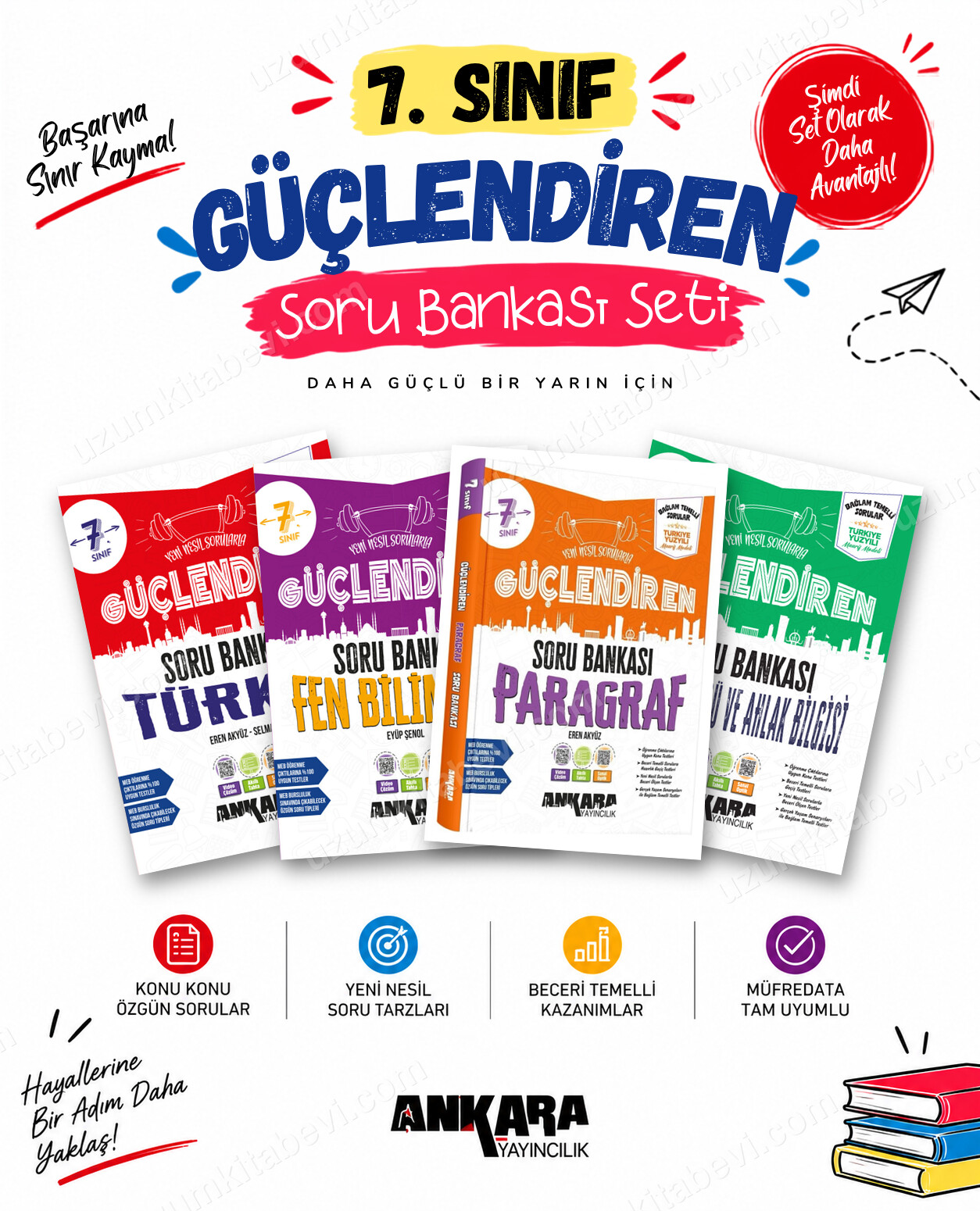 Ankara Yayıncılık 7. Sınıf Türkçe-Fen Bilimleri-Paragraf-Din Kültürü Güçlendiren Soru Bankası Seti (4 Kitap) - Ankara Yayıncılık kitap kapağı