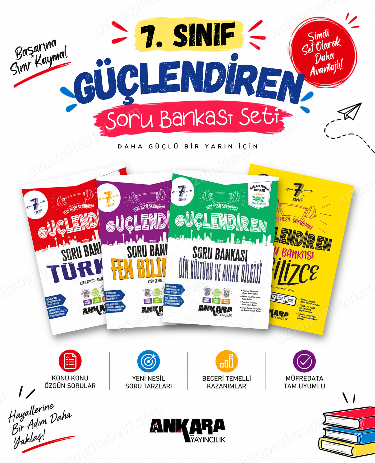 Ankara Yayıncılık 7. Sınıf Türkçe-Fen Bilimleri-Din Kültürü-İngilizce Güçlendiren Soru Bankası Seti (4 Kitap) - Ankara Yayıncılık kitap kapağı