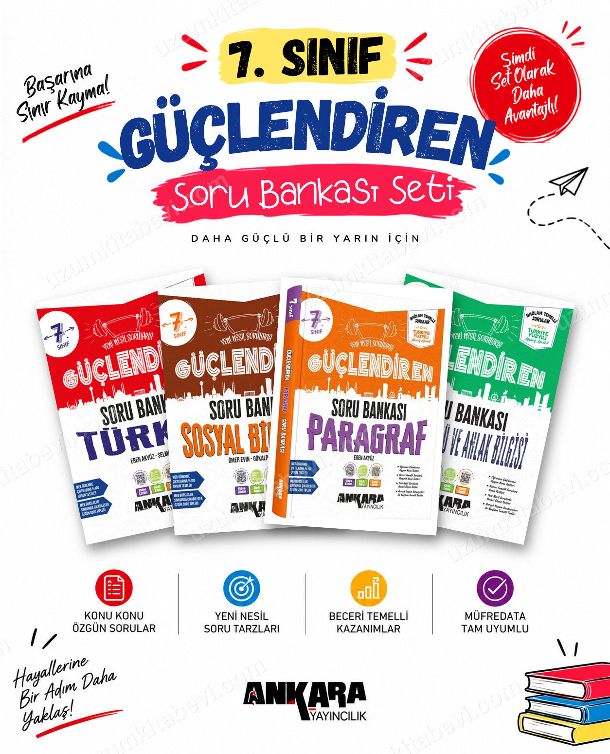 Ankara Yayıncılık 7. Sınıf Türkçe-Sosyal Bilgiler-Paragraf-Din Kültürü Güçlendiren Soru Bankası Seti (4 Kitap) - Ankara Yayıncılık kitap kapağı