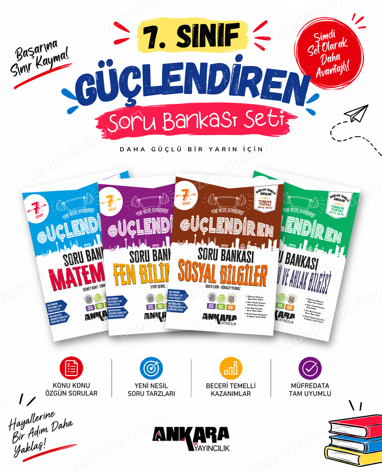 Ankara Yayıncılık 7. Sınıf Matematik-Fen Bilimleri-Sosyal Bilgiler-Din Kültürü Güçlendiren Soru Bankası Seti (4 Kitap) - Ankara Yayıncılık kitap kapağı