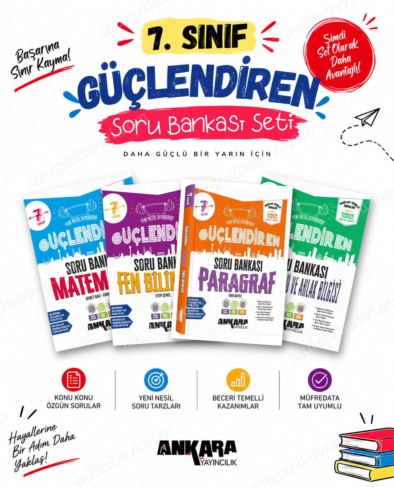 Ankara Yayıncılık 7. Sınıf Matematik-Fen Bilimleri-Paragraf-Din Kültürü Güçlendiren Soru Bankası Seti (4 Kitap) - Ankara Yayıncılık kitap kapağı