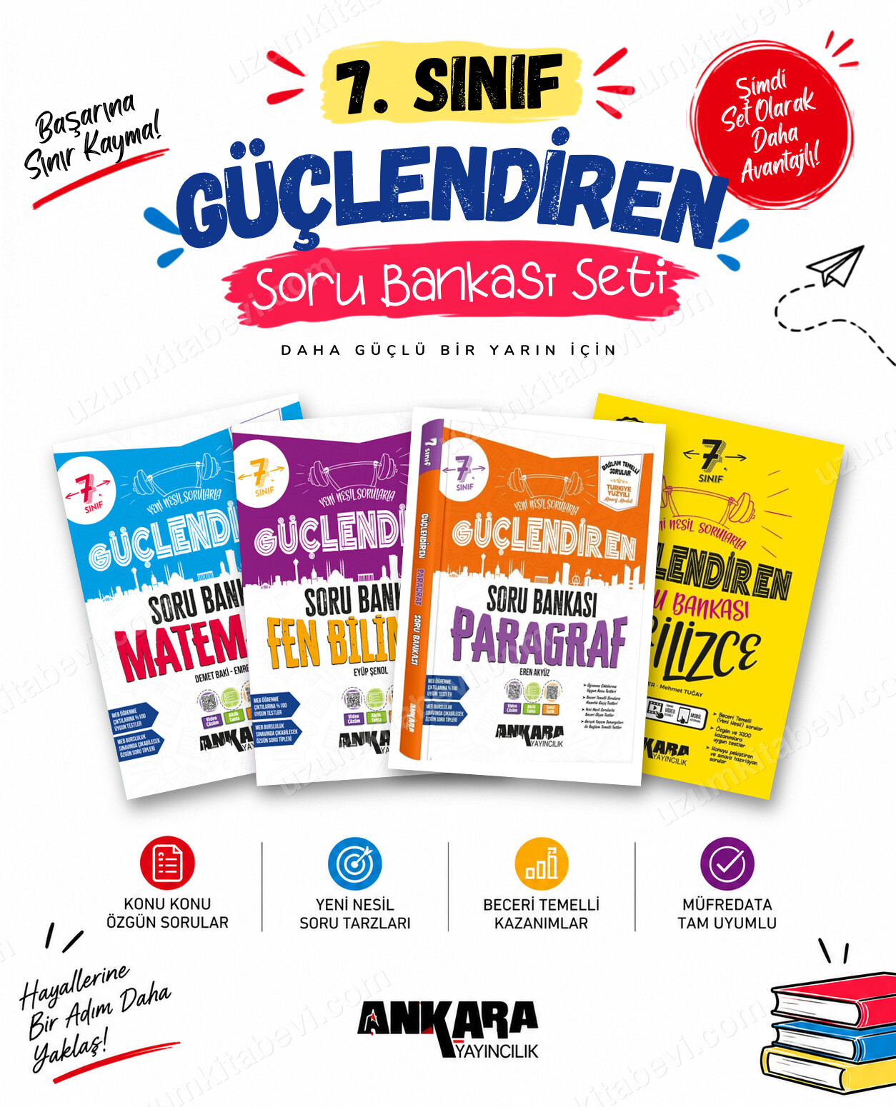 Ankara Yayıncılık 7. Sınıf Matematik-Fen Bilimleri-Paragraf-İngilizce Güçlendiren Soru Bankası Seti (4 Kitap) - Ankara Yayıncılık kitap kapağı