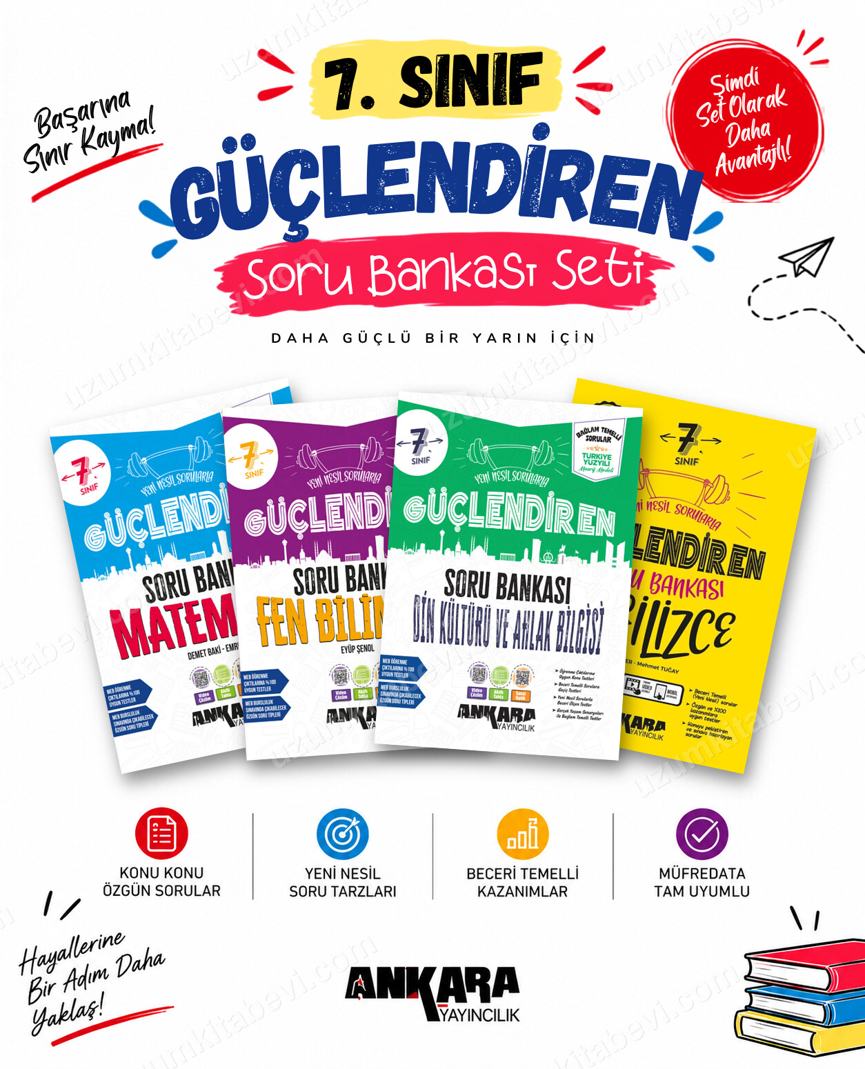 Ankara Yayıncılık 7. Sınıf Matematik-Fen Bilimleri-Din Kültürü-İngilizce Güçlendiren Soru Bankası Seti (4 Kitap) - Ankara Yayıncılık kitap kapağı
