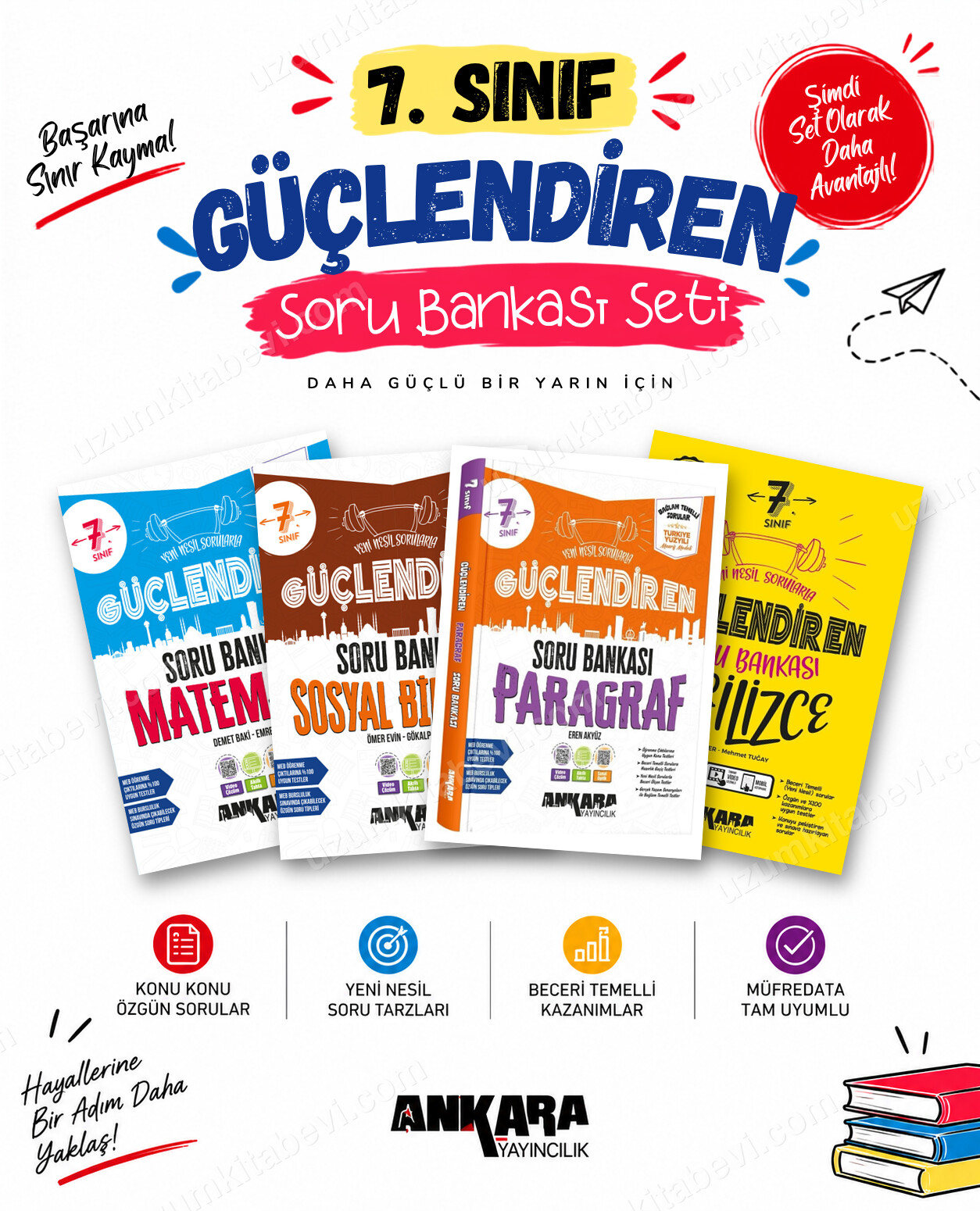 Ankara Yayıncılık 7. Sınıf Matematik-Sosyal Bilgiler-Paragraf-İngilizce Güçlendiren Soru Bankası Seti (4 Kitap) - Ankara Yayıncılık kitap kapağı