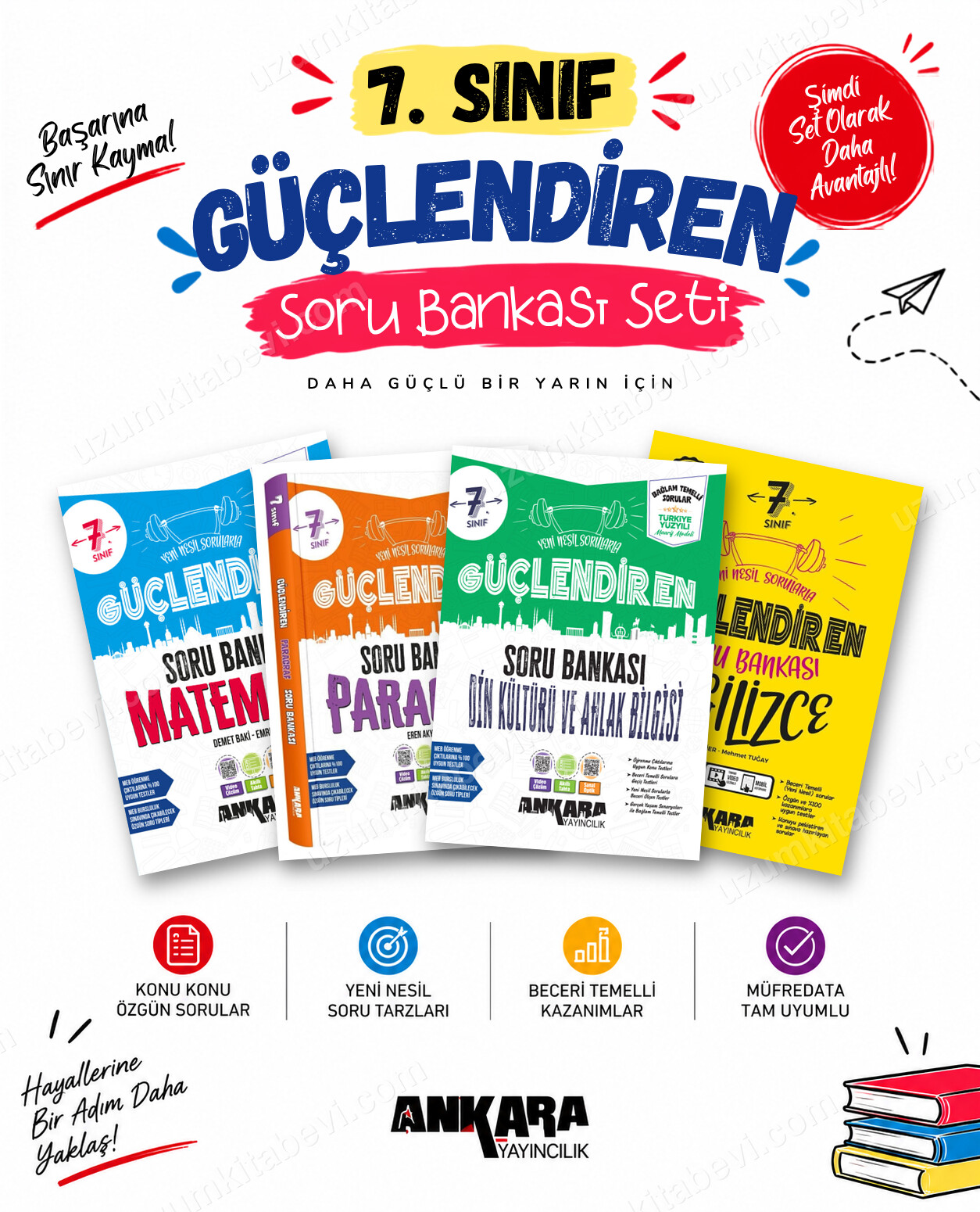 Ankara Yayıncılık 7. Sınıf Matematik-Paragraf-Din Kültürü-İngilizce Güçlendiren Soru Bankası Seti (4 Kitap) - Ankara Yayıncılık kitap kapağı