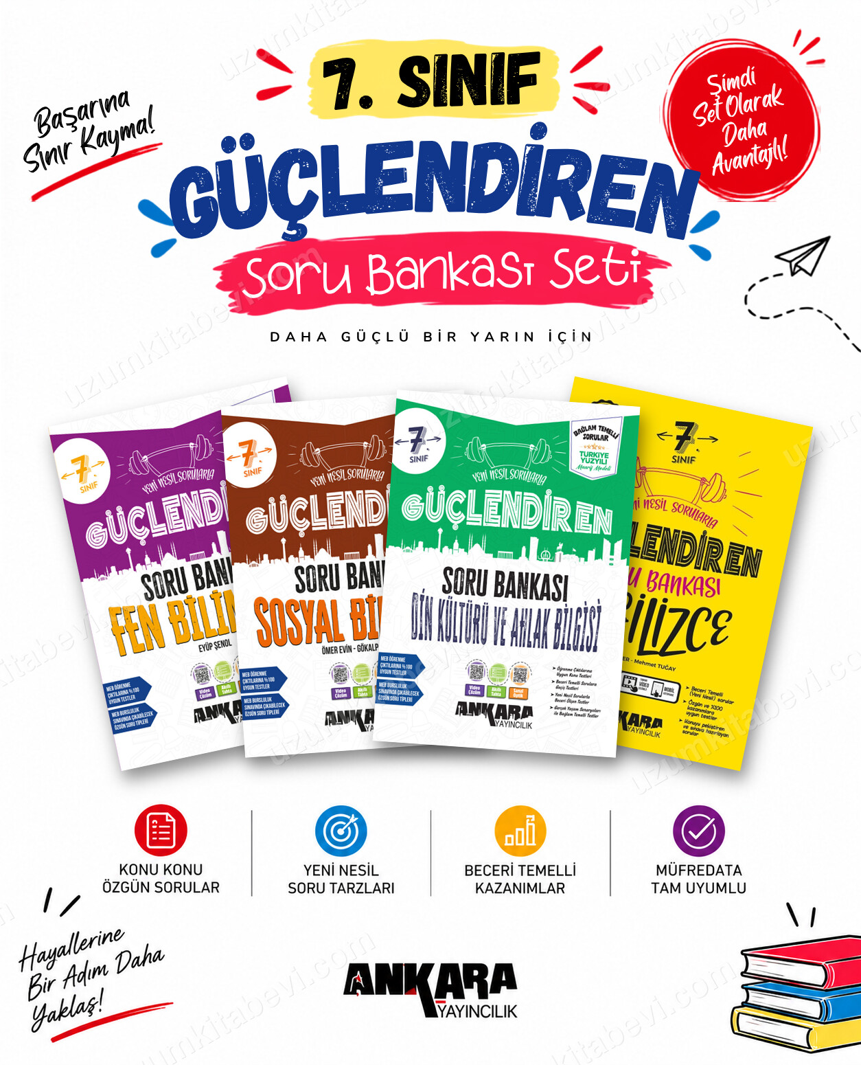 Ankara Yayıncılık 7. Sınıf Fen Bilimleri-Sosyal Bilgiler-Din Kültürü-İngilizce Güçlendiren Soru Bankası Seti (4 Kitap) - Ankara Yayıncılık kitap kapağı