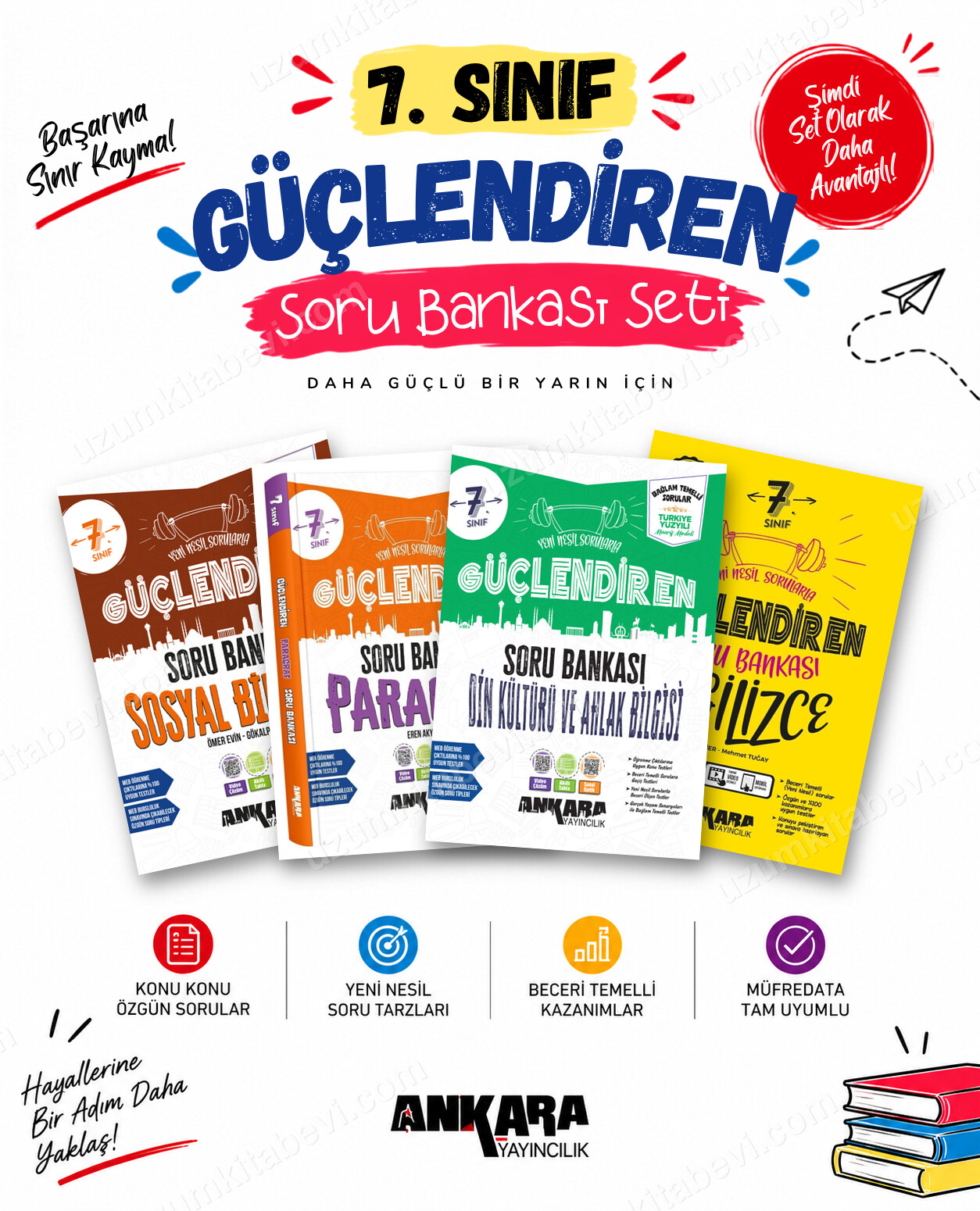 Ankara Yayıncılık 7. Sınıf Sosyal Bilgiler-Paragraf-Din Kültürü-İngilizce Güçlendiren Soru Bankası Seti (4 Kitap) - Ankara Yayıncılık kitap kapağı