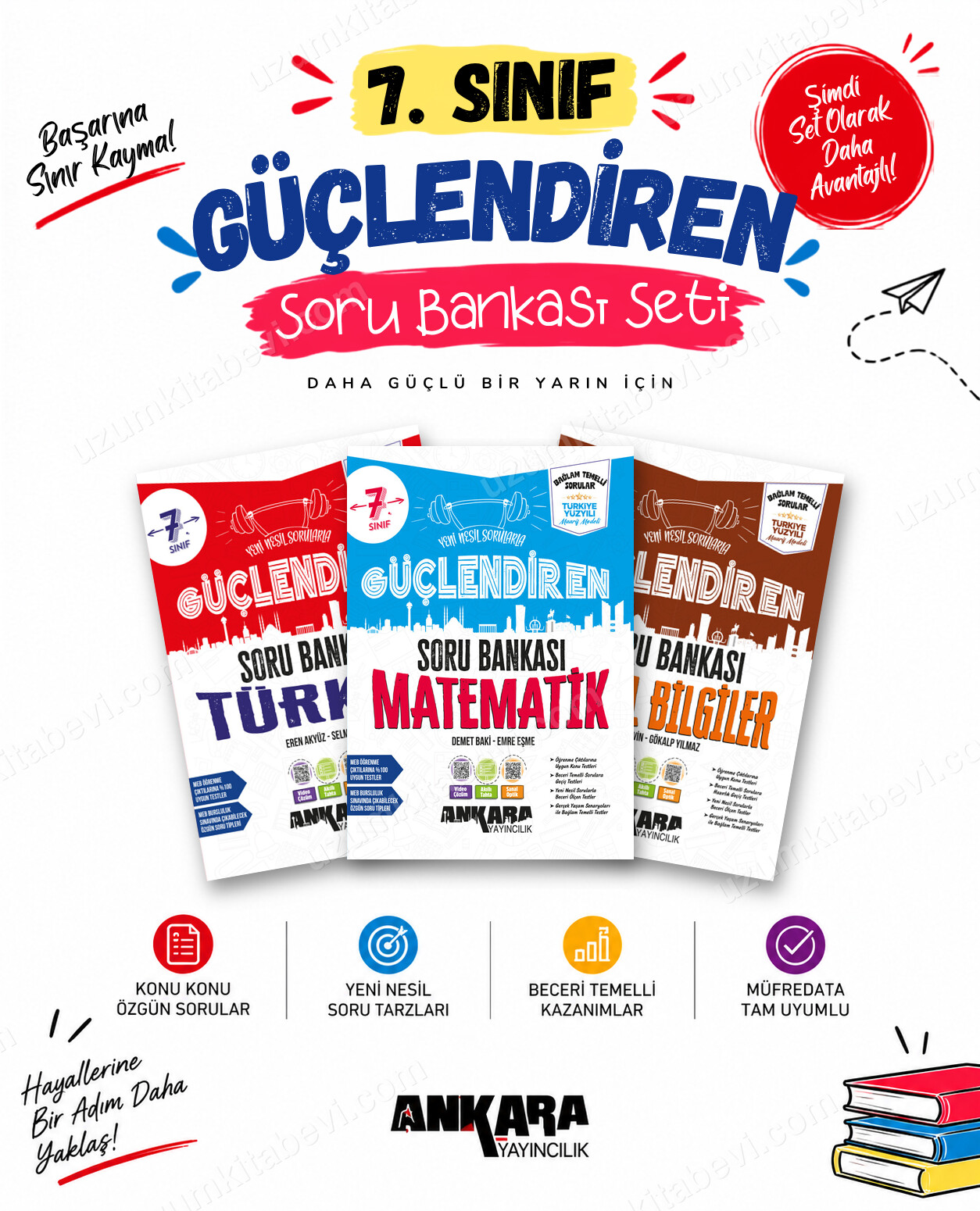 Ankara Yayıncılık 7. Sınıf Türkçe-Matematik-Sosyal Bilgiler Güçlendiren Soru Bankası Seti (3 Kitap) - Ankara Yayıncılık kitap kapağı