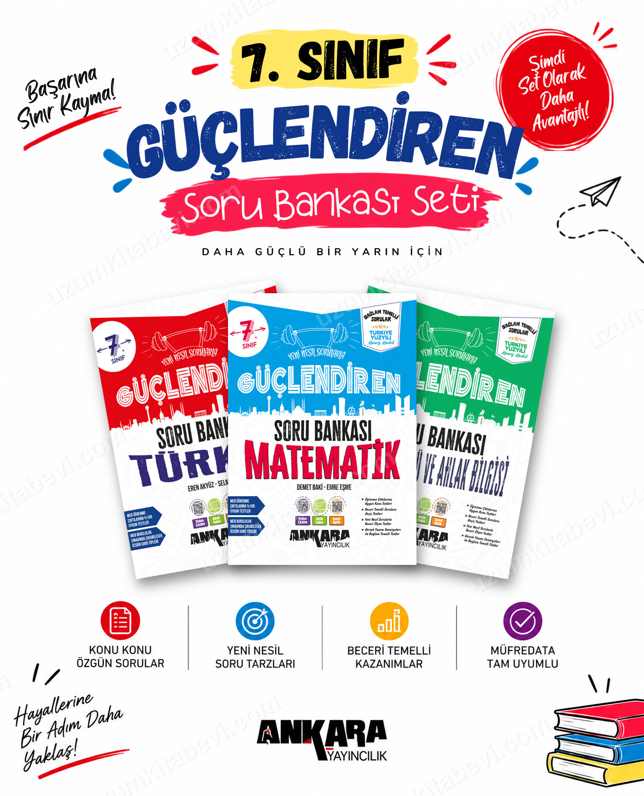 Ankara Yayıncılık 7. Sınıf Türkçe-Matematik-Din Kültürü Güçlendiren Soru Bankası Seti (3 Kitap) - Ankara Yayıncılık kitap kapağı