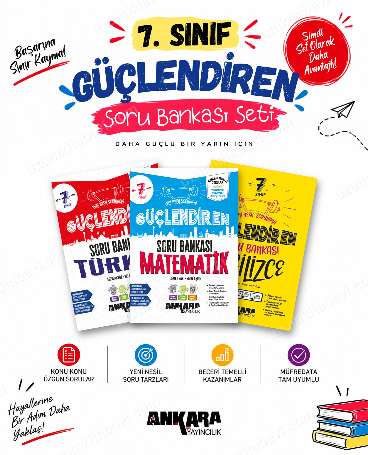 Ankara Yayıncılık 7. Sınıf Türkçe-Matematik-İngilizce Güçlendiren Soru Bankası Seti (3 Kitap) - Ankara Yayıncılık kitap kapağı