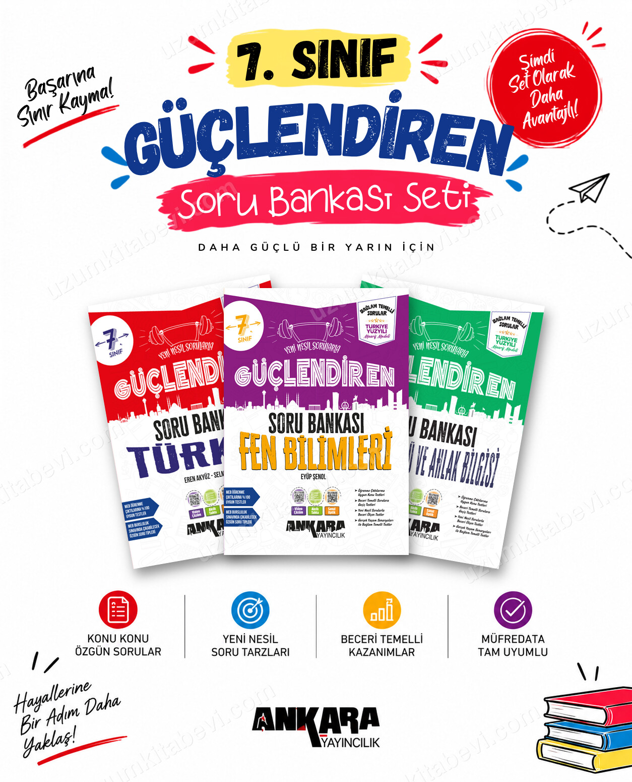 Ankara Yayıncılık 7. Sınıf Türkçe-Fen Bilimleri-Din Kültürü Güçlendiren Soru Bankası Seti (3 Kitap) - Ankara Yayıncılık kitap kapağı