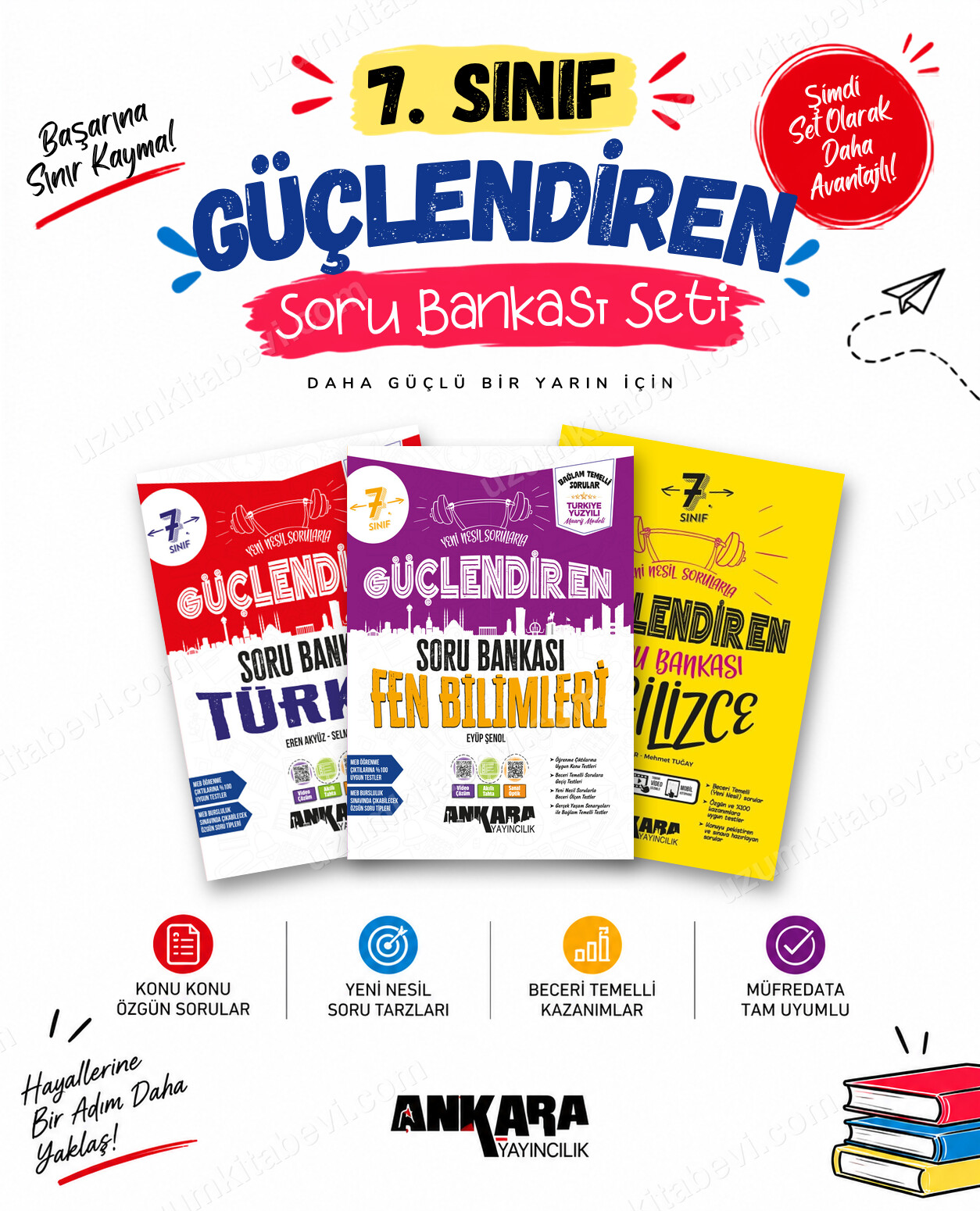 Ankara Yayıncılık 7. Sınıf Türkçe-Fen Bilimleri-İngilizce Güçlendiren Soru Bankası Seti (3 Kitap) - Ankara Yayıncılık kitap kapağı