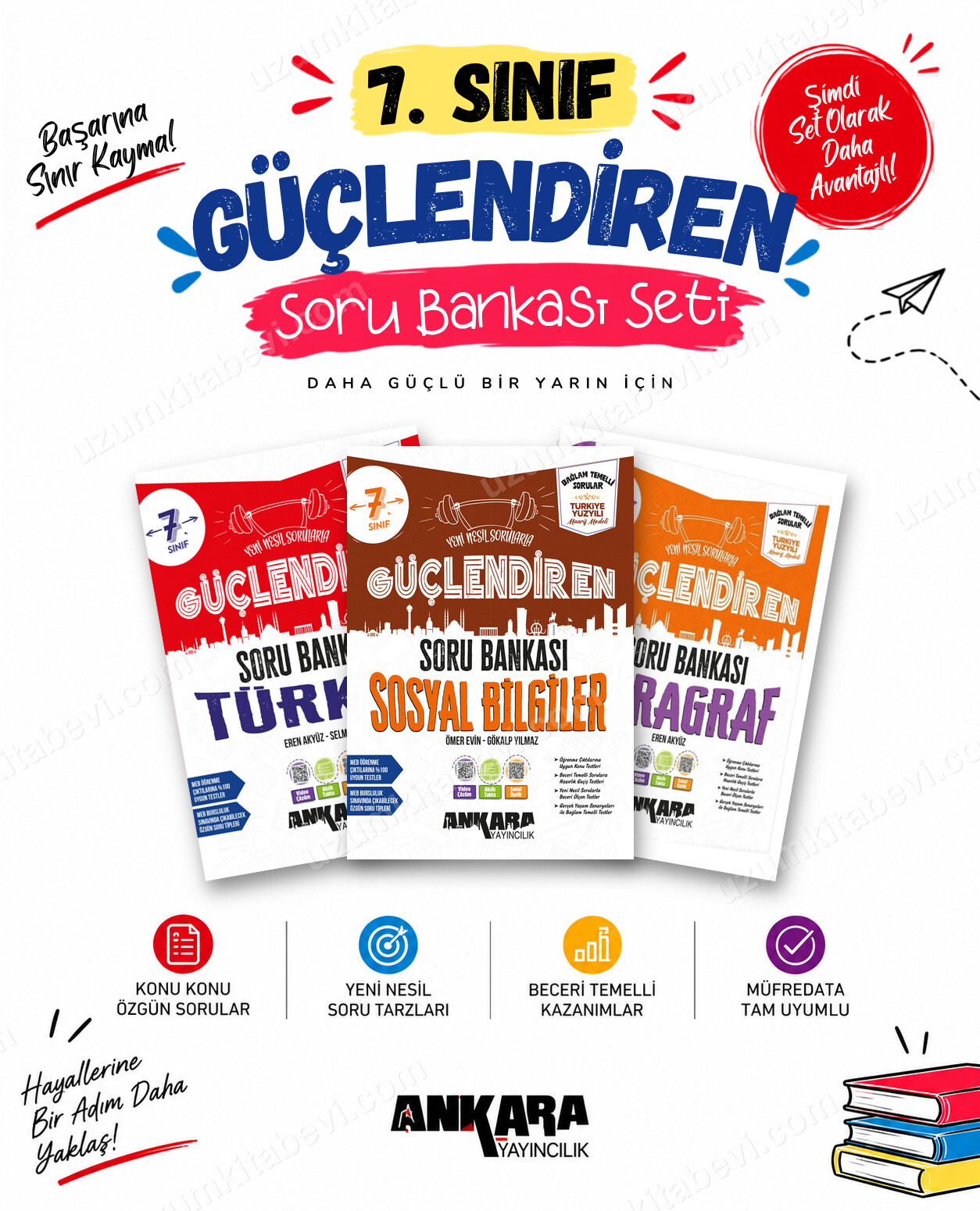 Ankara Yayıncılık 7. Sınıf Türkçe-Sosyal Bilgiler-Paragraf Güçlendiren Soru Bankası Seti (3 Kitap) - Ankara Yayıncılık kitap kapağı