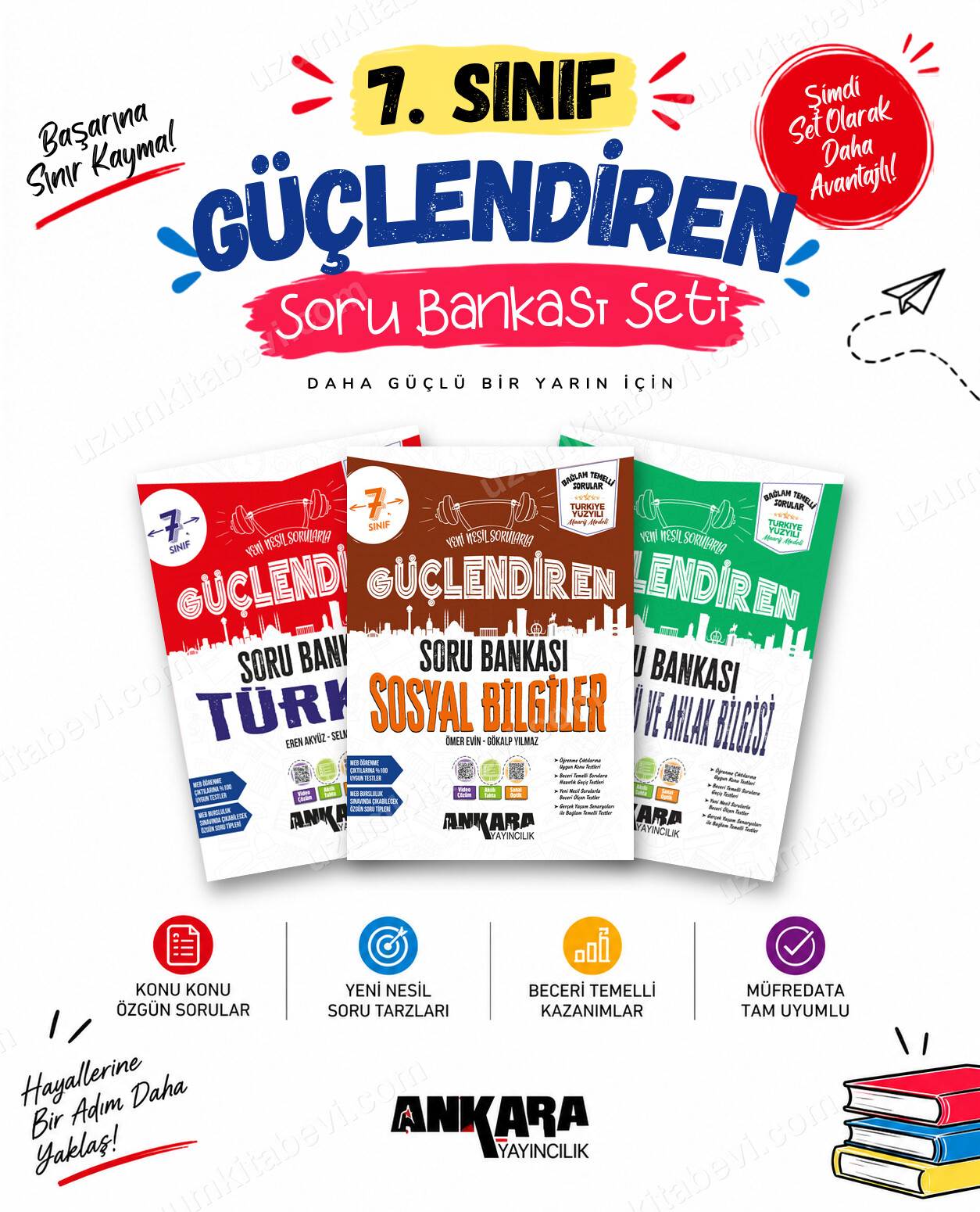 Ankara Yayıncılık 7. Sınıf Türkçe-Sosyal Bilgiler-Din Kültürü Güçlendiren Soru Bankası Seti (3 Kitap) - Ankara Yayıncılık kitap kapağı