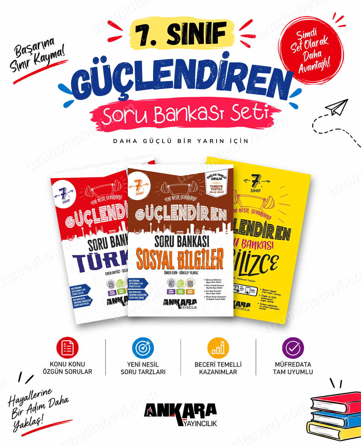 Ankara Yayıncılık 7. Sınıf Türkçe-Sosyal Bilgiler-İngilizce Güçlendiren Soru Bankası Seti (3 Kitap) - Ankara Yayıncılık kitap kapağı
