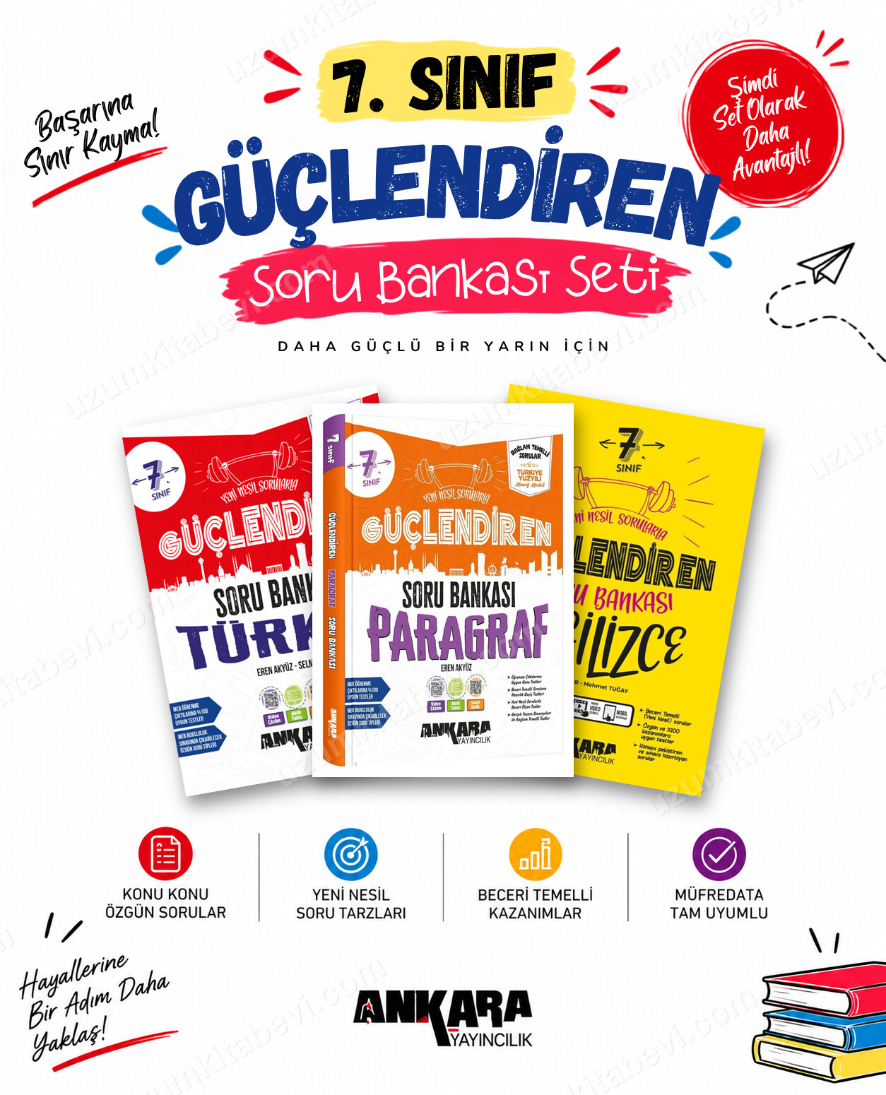 Ankara Yayıncılık 7. Sınıf Türkçe-Paragraf-İngilizce Güçlendiren Soru Bankası Seti (3 Kitap) - Ankara Yayıncılık kitap kapağı